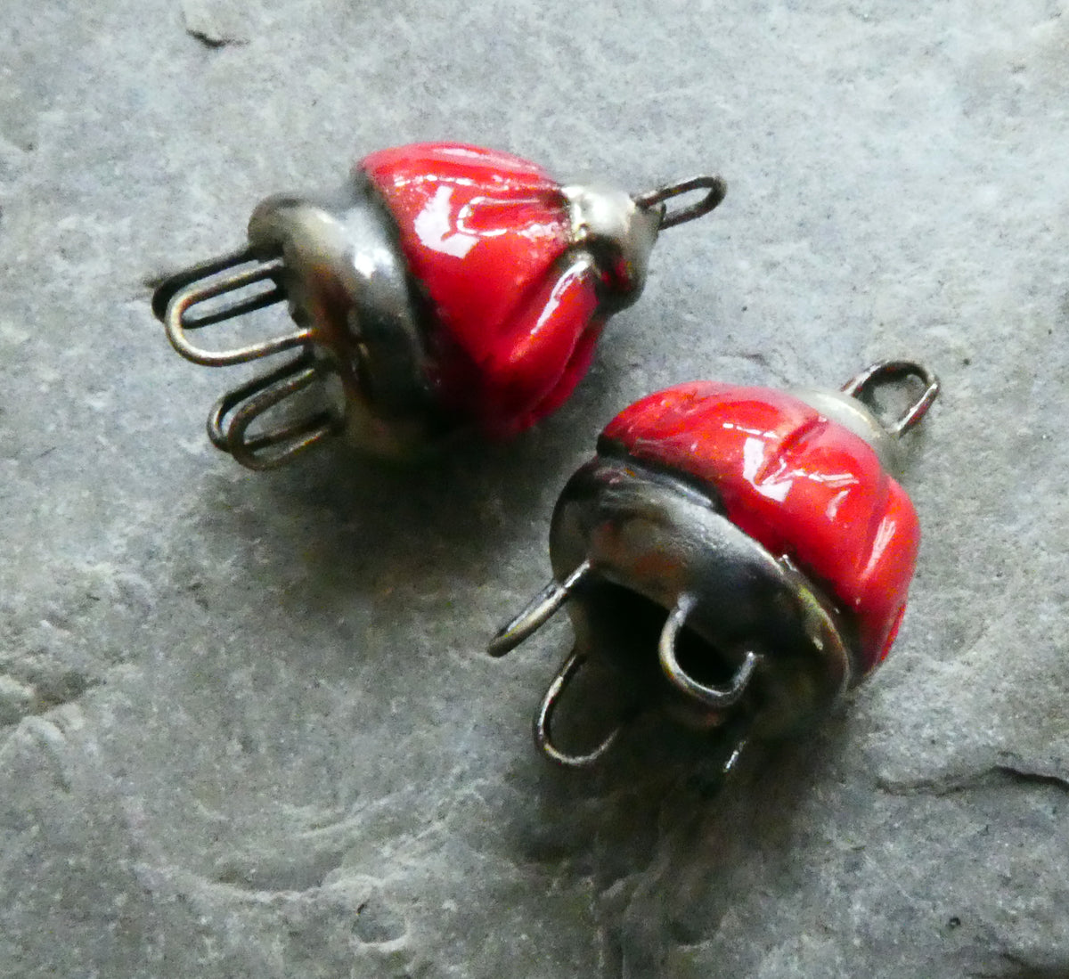 Ceramic Kuchi Cap Connectors -Red
