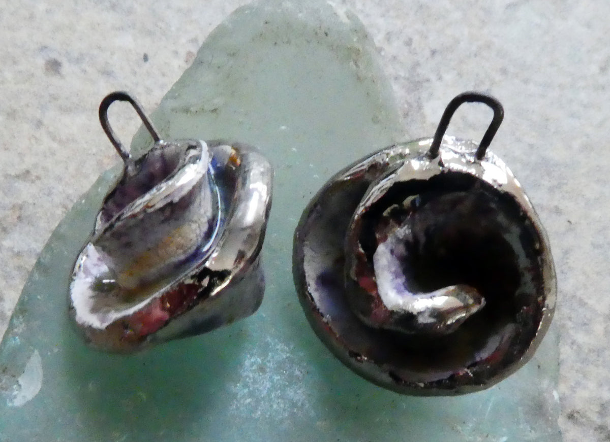 Ceramic Lustre Rimmed Coiled Charms - Cosmic Grape