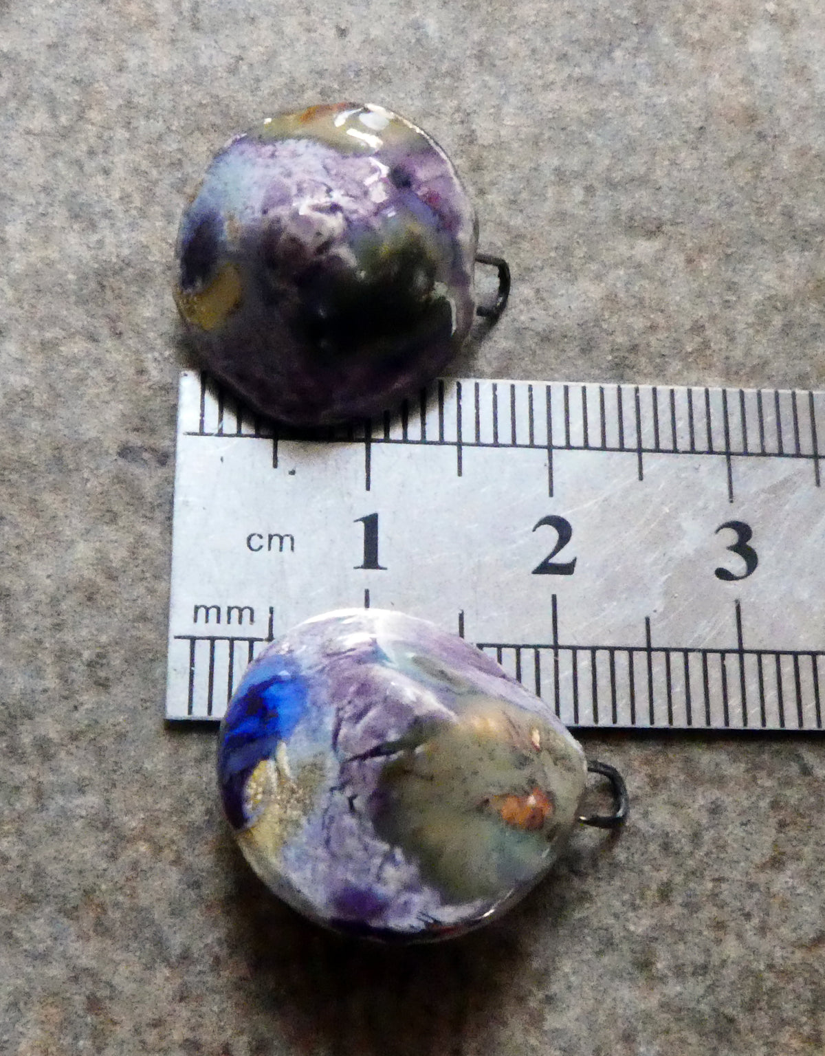 Ceramic Lustre Rimmed Coiled Charms - Cosmic Grape