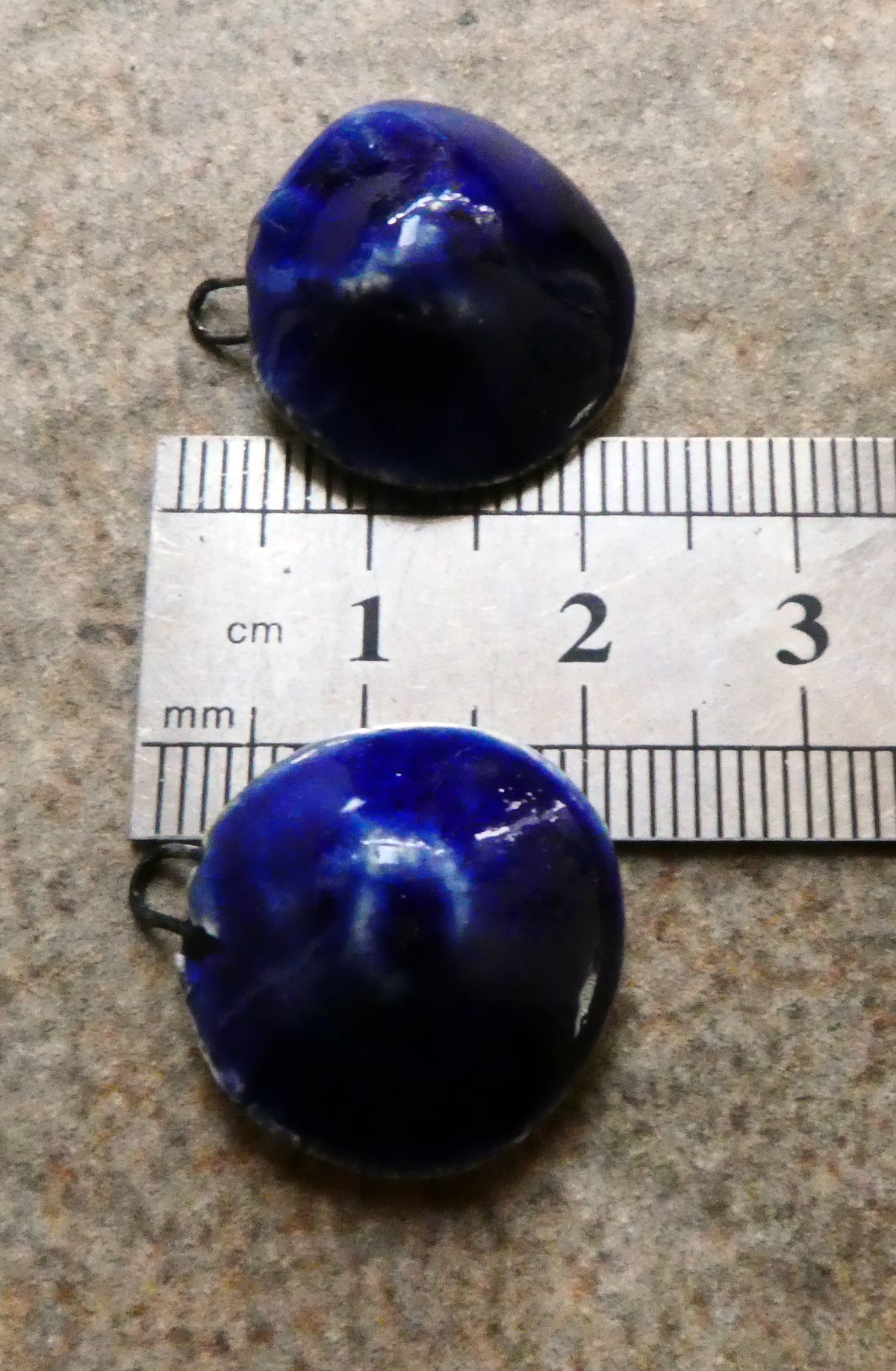 Ceramic Lustre Rimmed Coiled Charms - Mirror Blue