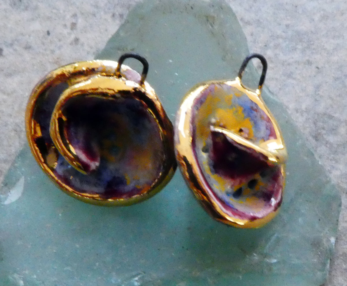 Ceramic Lustre Rimmed Coiled Charms - Sailors Delight