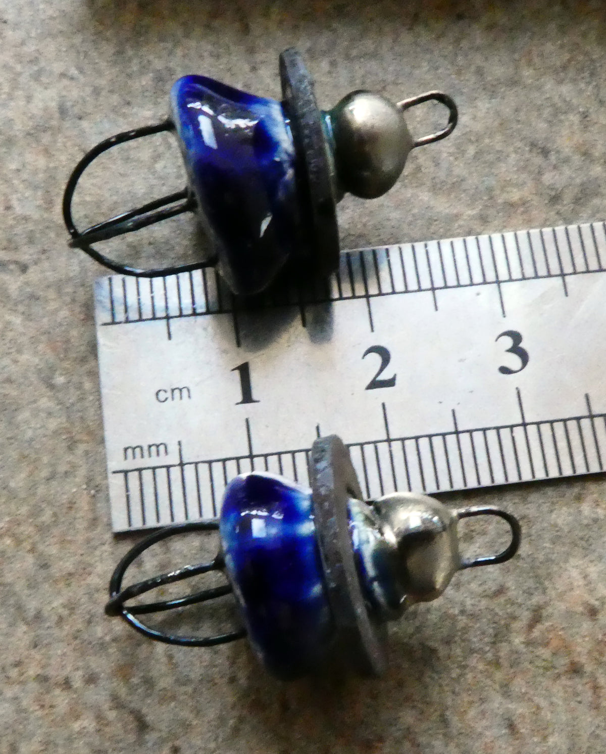 Ceramic Grungy Hoopy Connectors- Mirror Blue