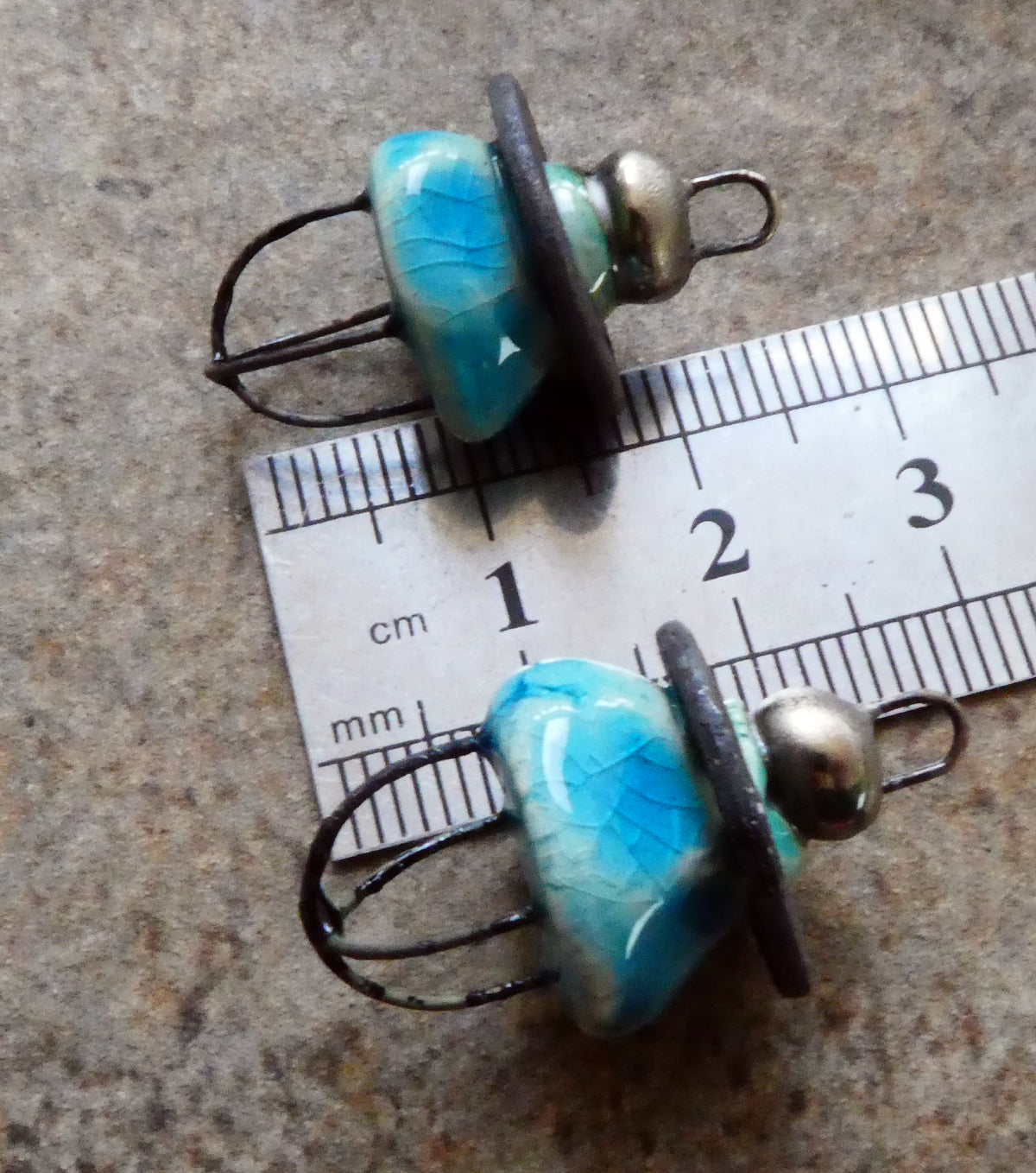 Ceramic Grungy Hoopy Connectors- Taunton Turquoise