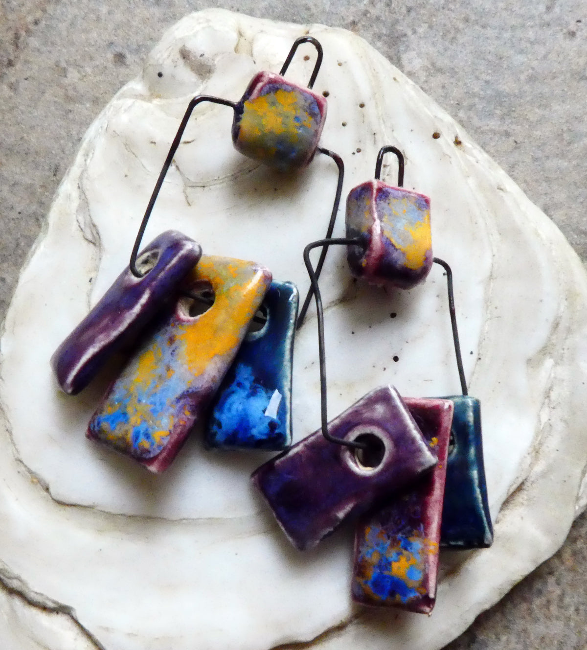 Ceramic Hoopy Shard Cluster Dangles #2
