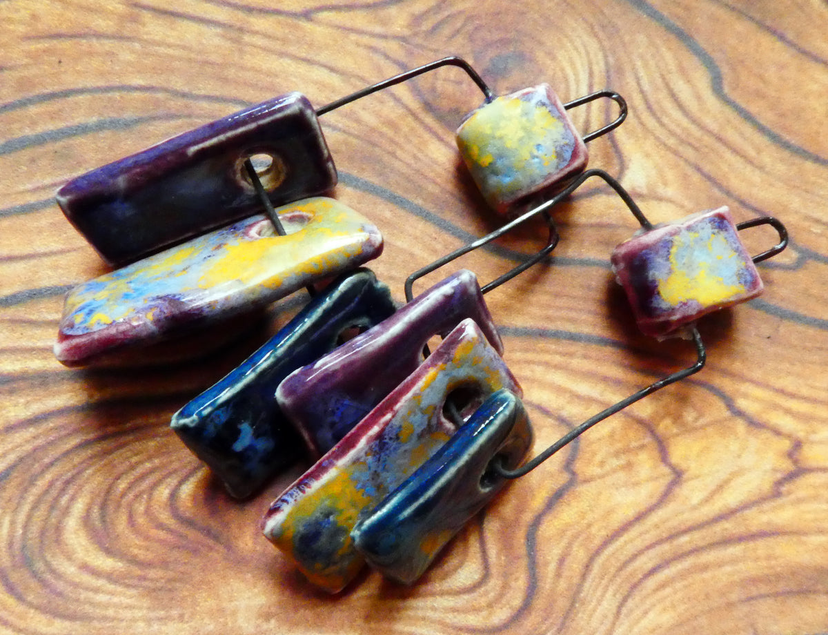 Ceramic Hoopy Shard Cluster Dangles #2