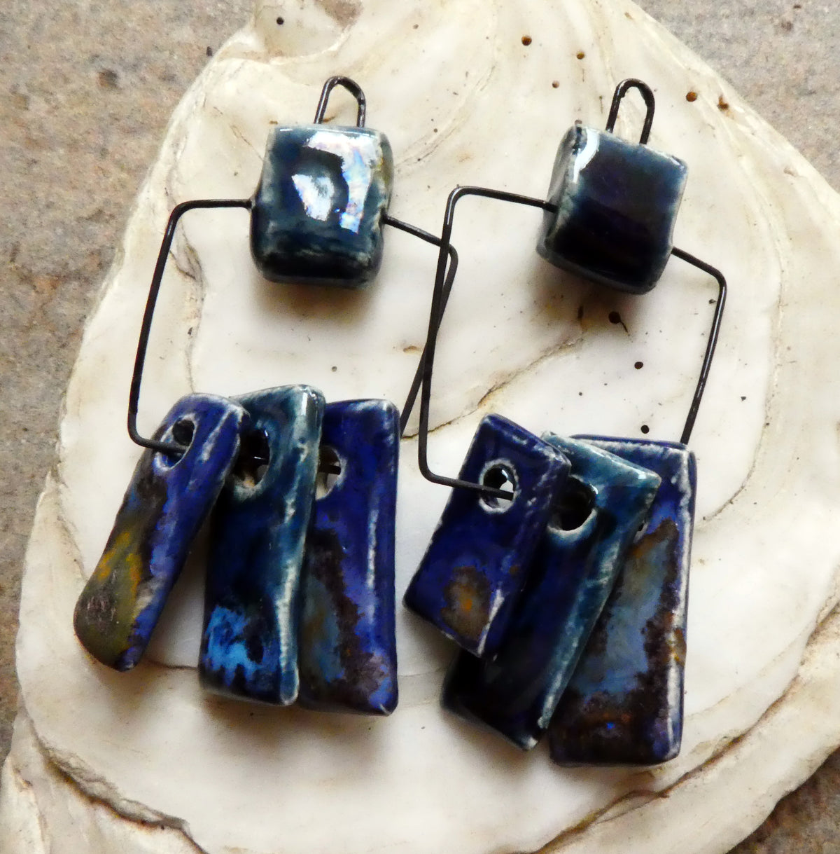 Ceramic Hoopy Shard Cluster Dangles #3