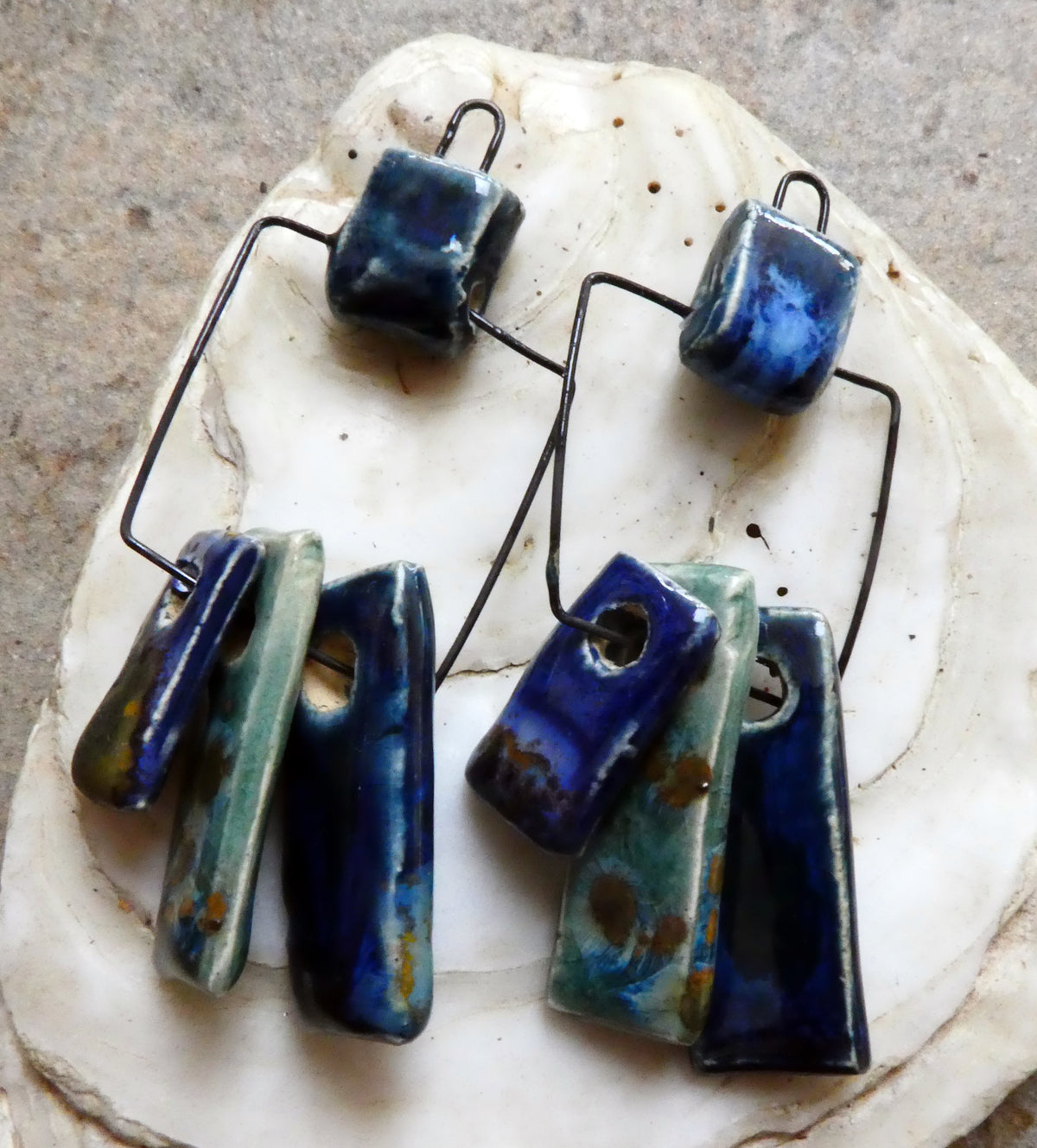 Ceramic Hoopy Shard Cluster Dangles #4