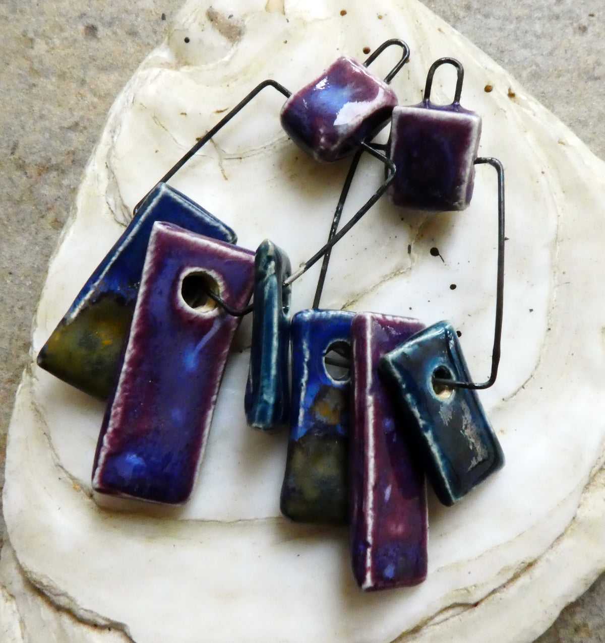 Ceramic Hoopy Shard Cluster Dangles #5