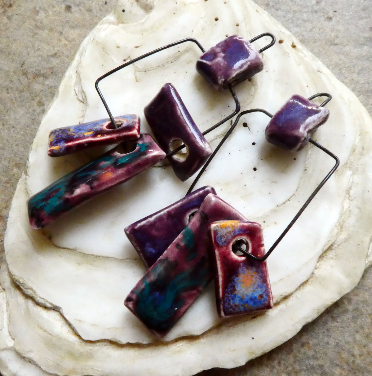Ceramic Hoopy Shard Cluster Dangles #6
