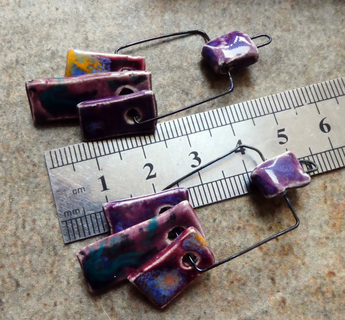 Ceramic Hoopy Shard Cluster Dangles #6