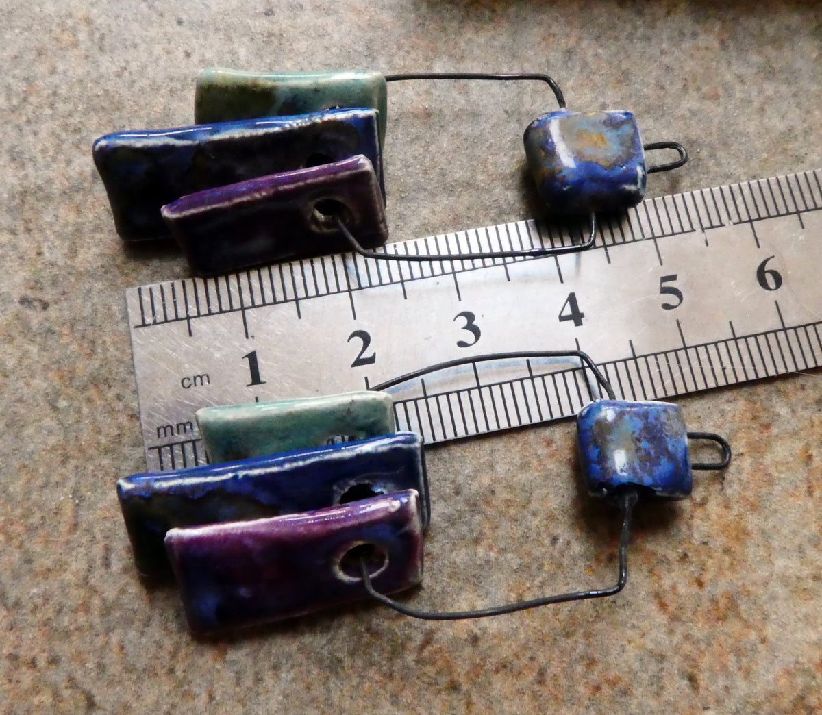 Ceramic Hoopy Shard Cluster Dangles #7