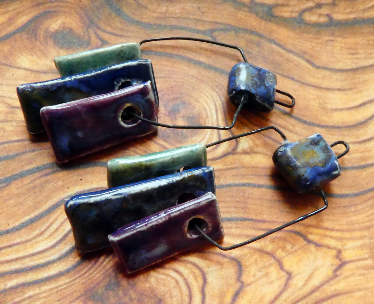 Ceramic Hoopy Shard Cluster Dangles #7