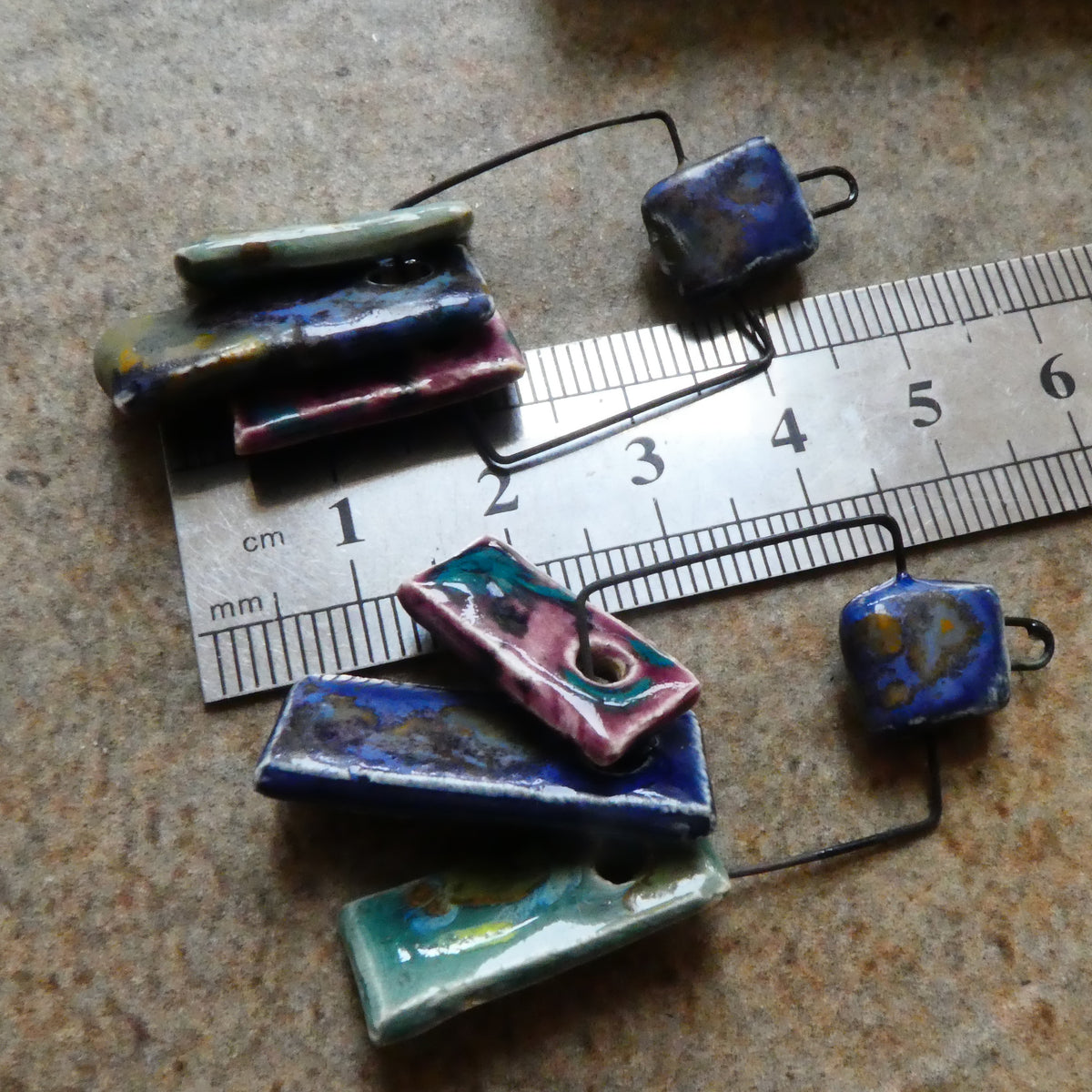 Ceramic Hoopy Shard Cluster Dangles #8