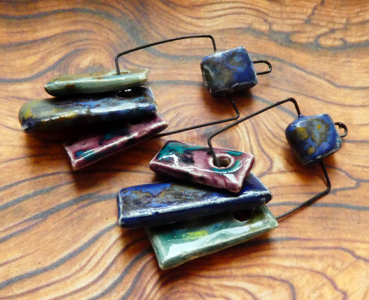 Ceramic Hoopy Shard Cluster Dangles #8