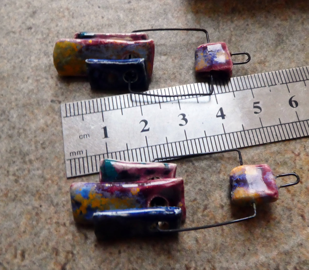 Ceramic Hoopy Shard Cluster Dangles #9