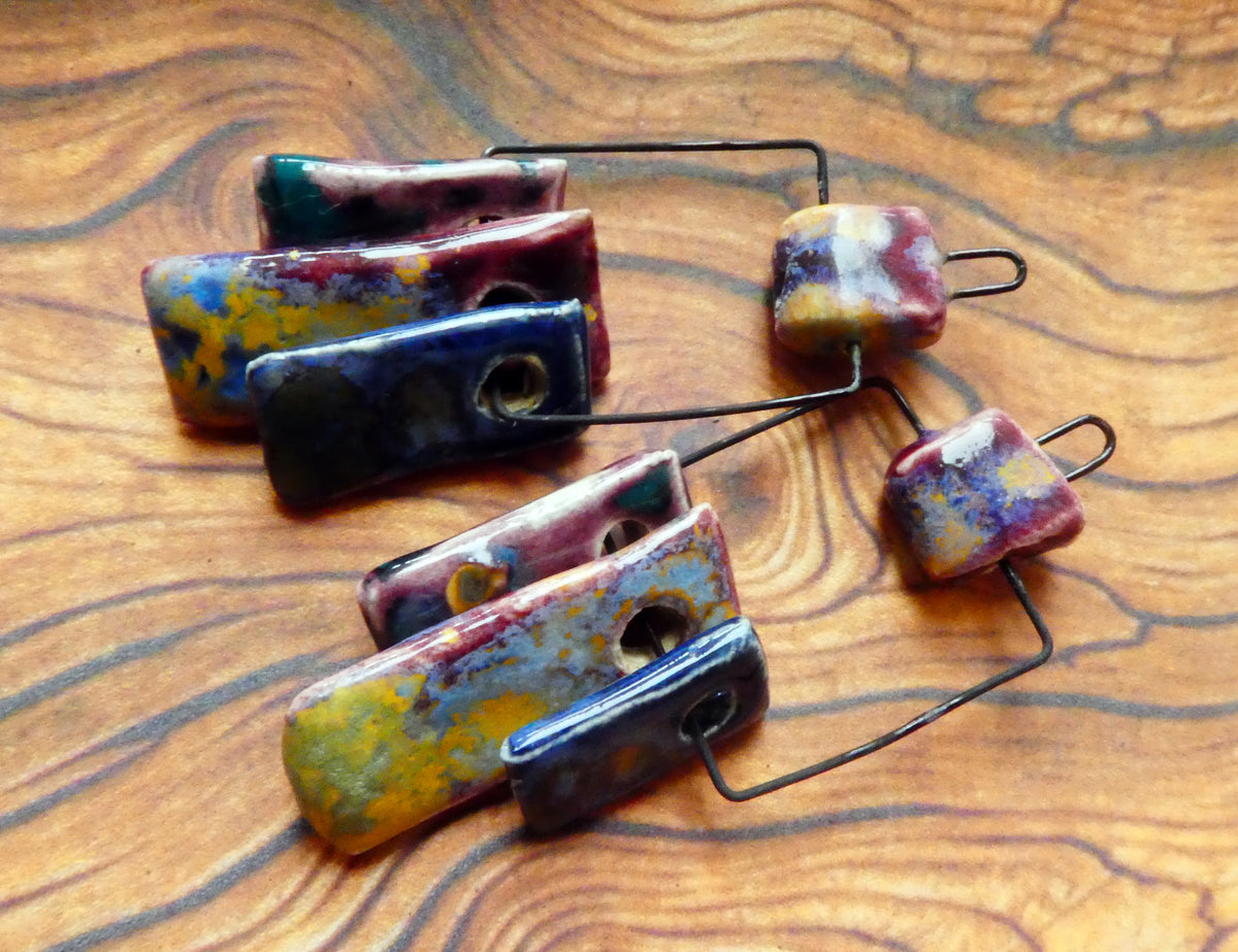 Ceramic Hoopy Shard Cluster Dangles #9