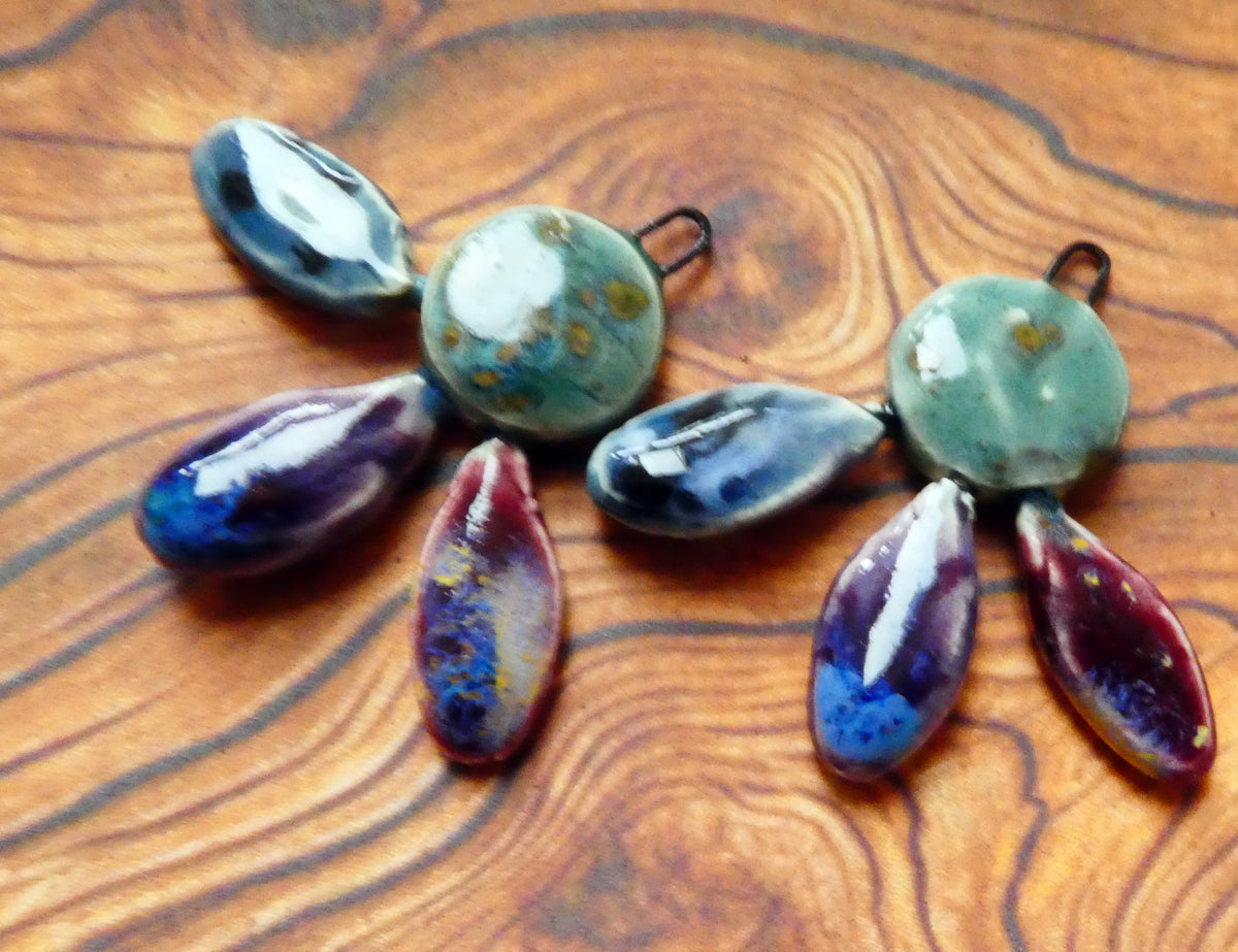 Ceramic Falling Petals Charms #3