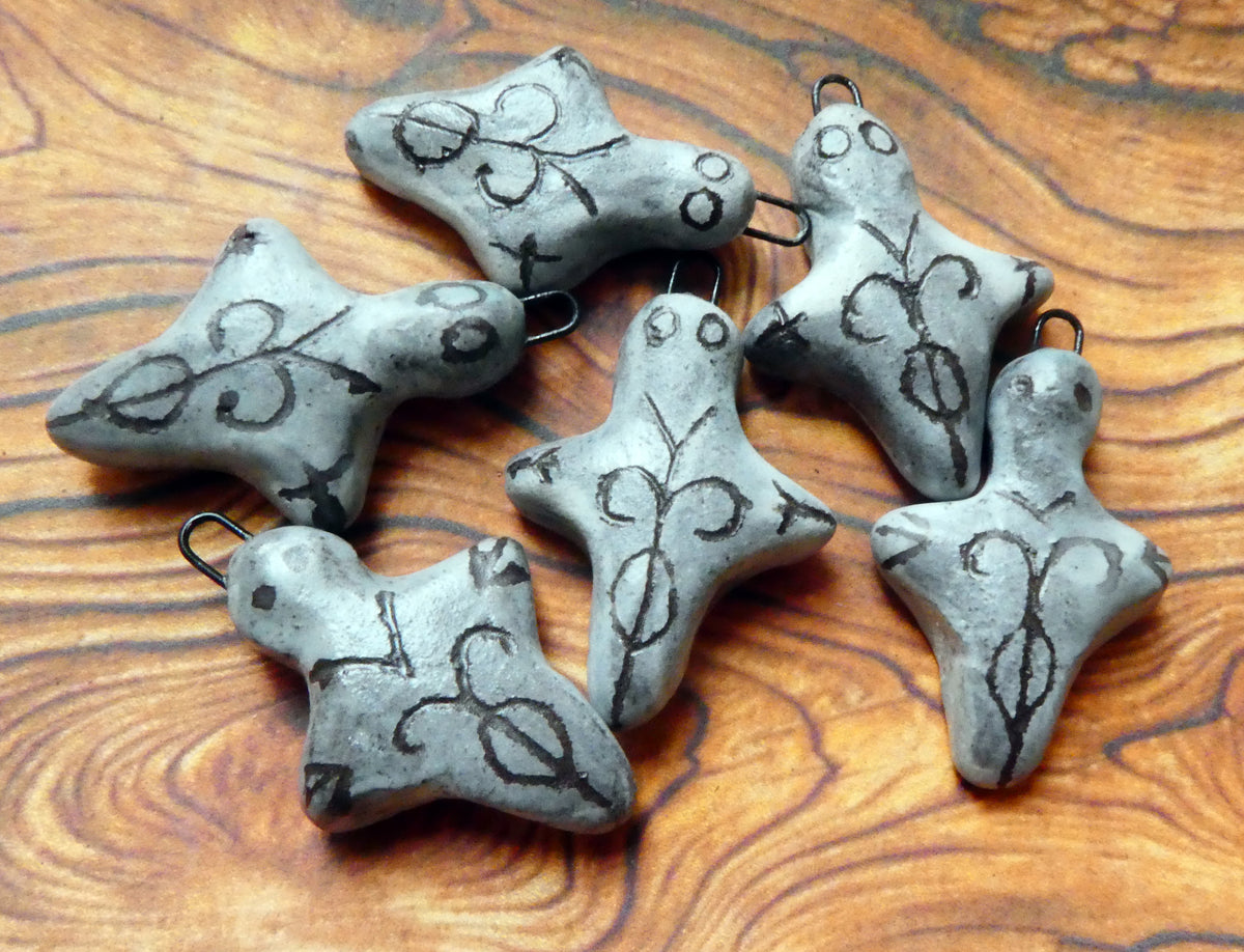 Ceramic Sgraffito Goddess Earring Charms #1