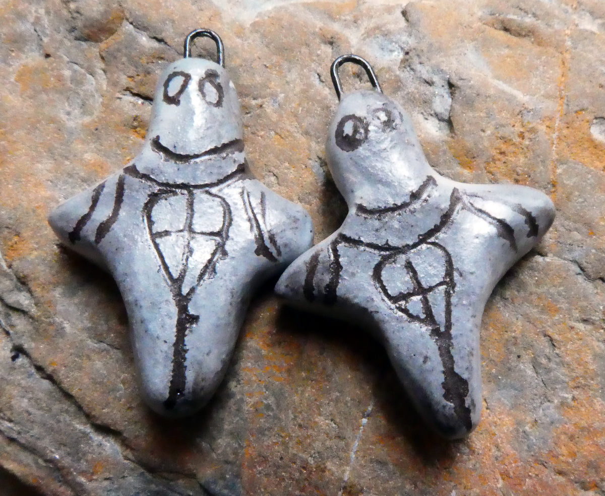 Ceramic Sgraffito Goddess Earring Charms #2