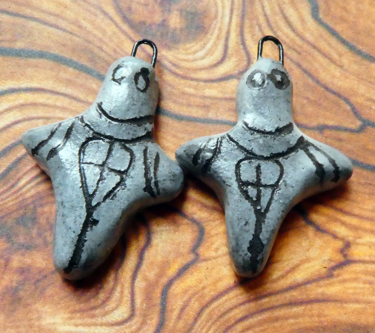 Ceramic Sgraffito Goddess Earring Charms #2
