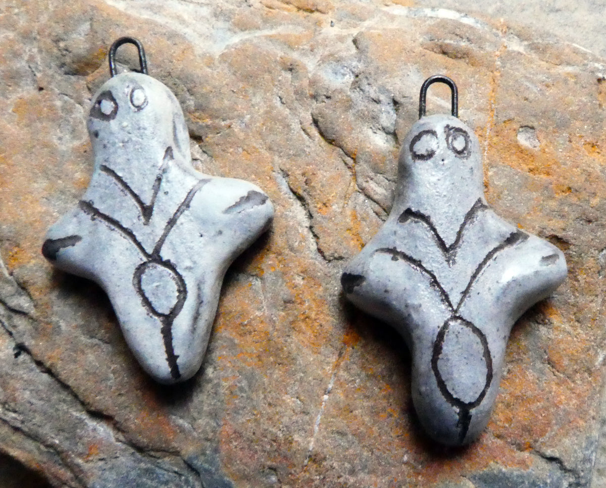 Ceramic Sgraffito Goddess Earring Charms #3