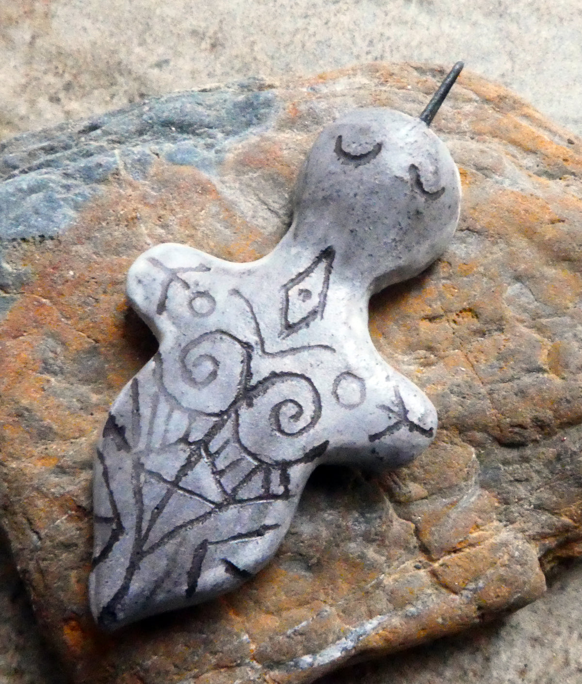 Ceramic Sgraffito Goddess Pendant
