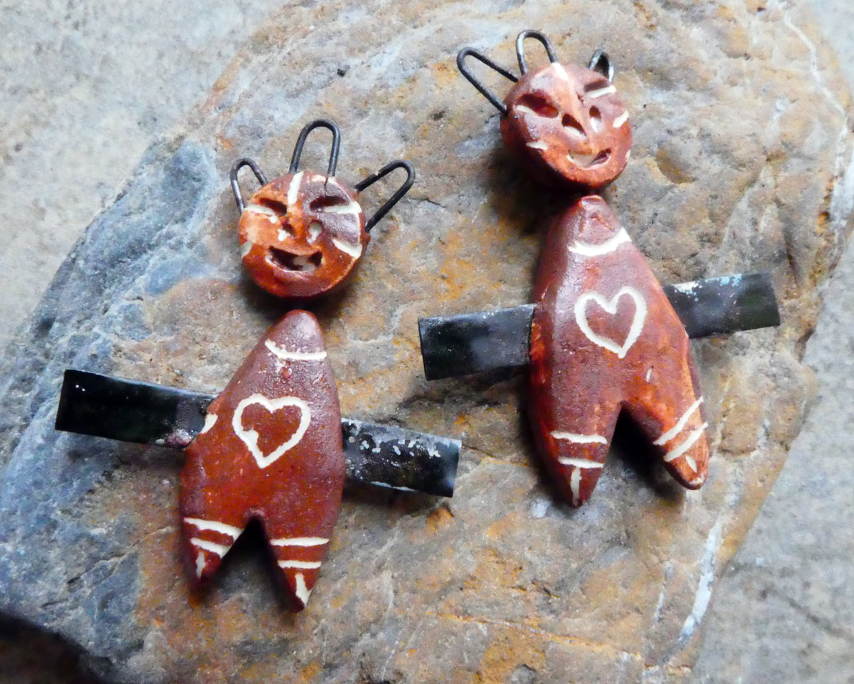 Ceramic Sgraffito Voodoo Amulet Charms #1