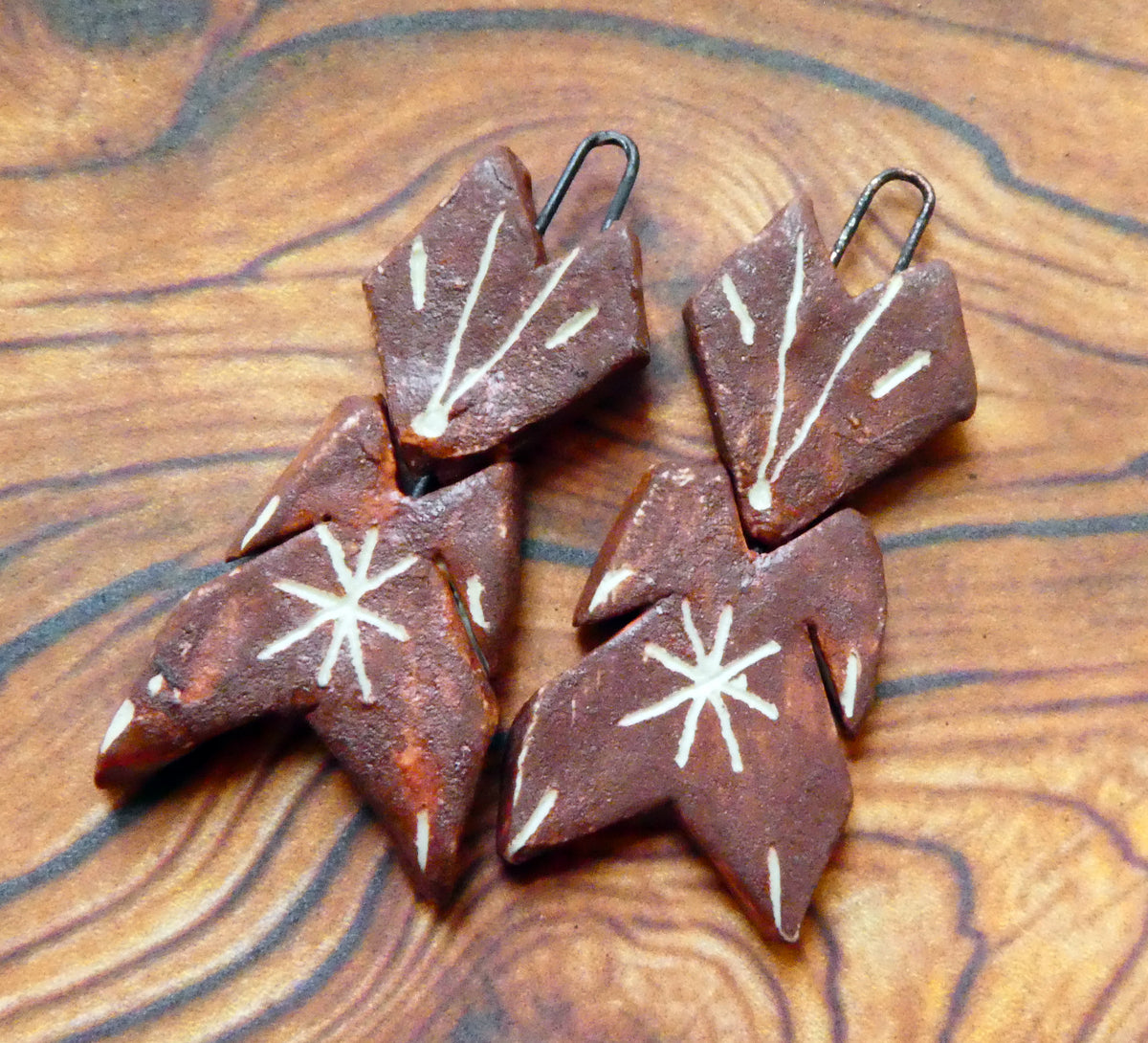 Ceramic Sgraffito Voodoo Amulet Charms #2