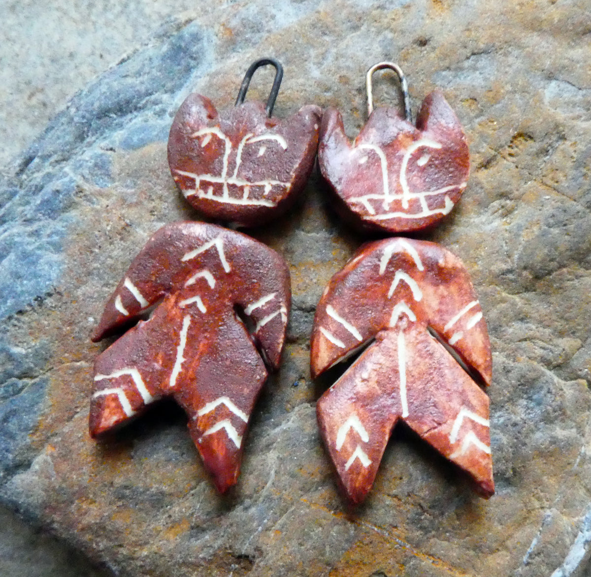 Ceramic Sgraffito Voodoo Amulet Charms #3