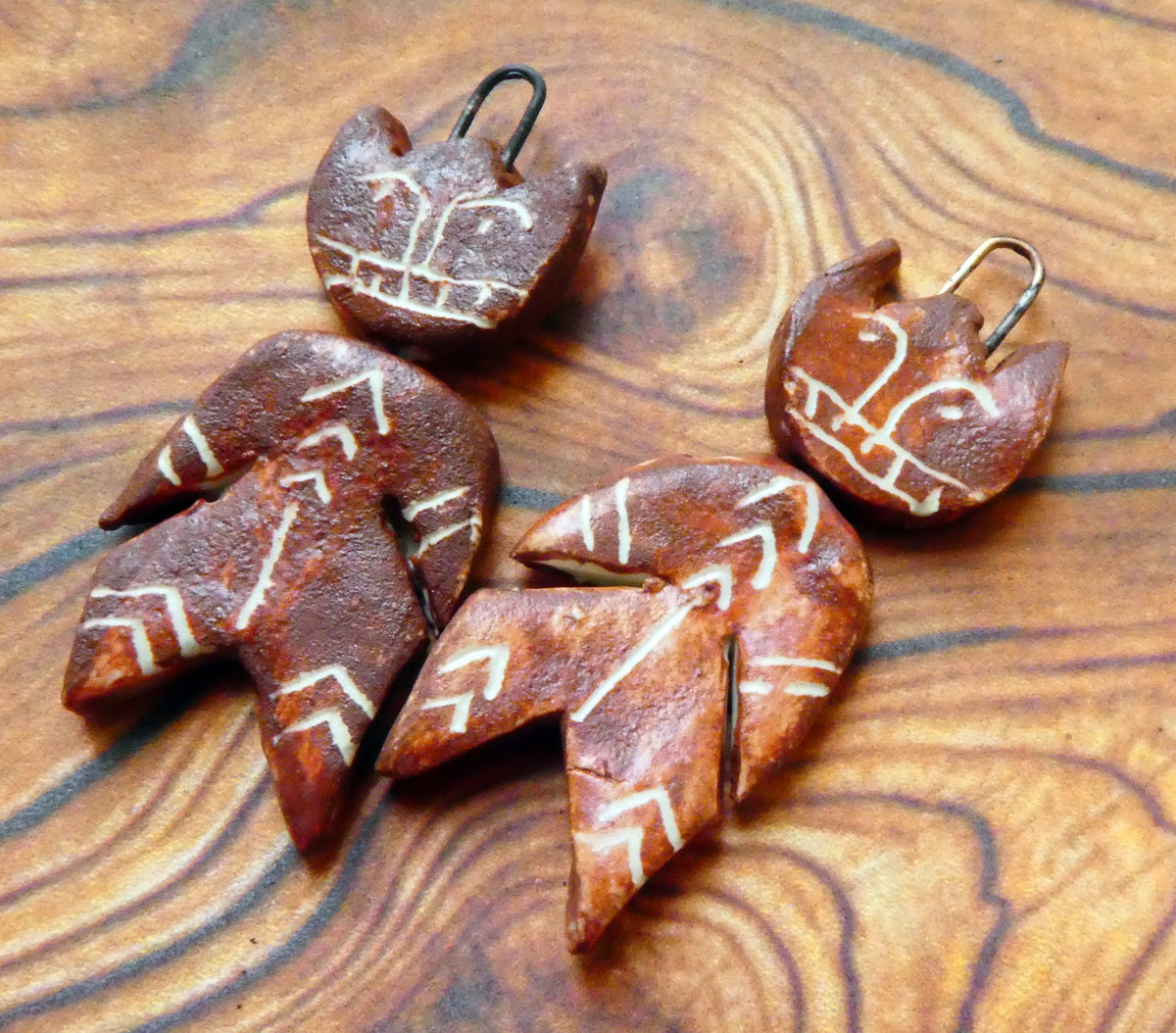 Ceramic Sgraffito Voodoo Amulet Charms #3