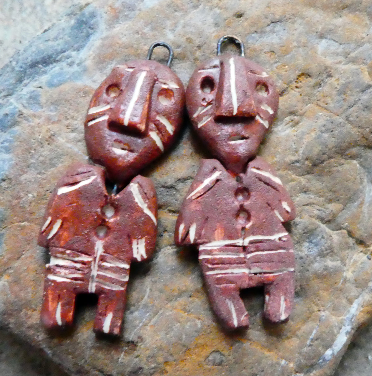 Ceramic Sgraffito Voodoo Amulet Charms #4