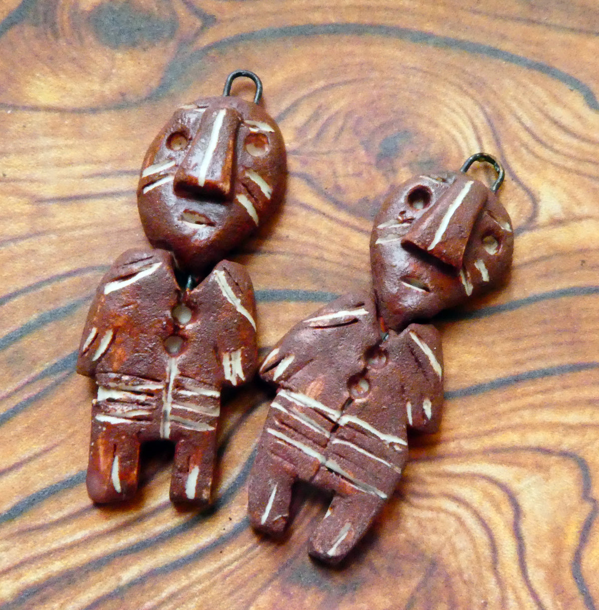 Ceramic Sgraffito Voodoo Amulet Charms #4