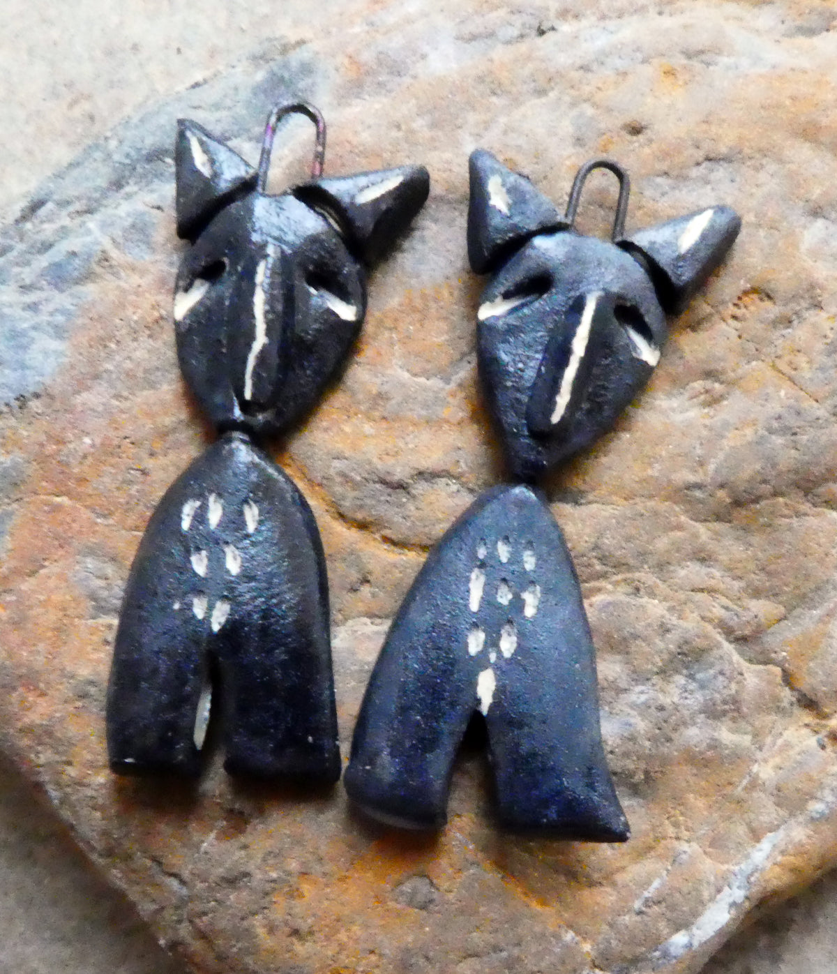 Ceramic Sgraffito Voodoo Amulet Charms #6