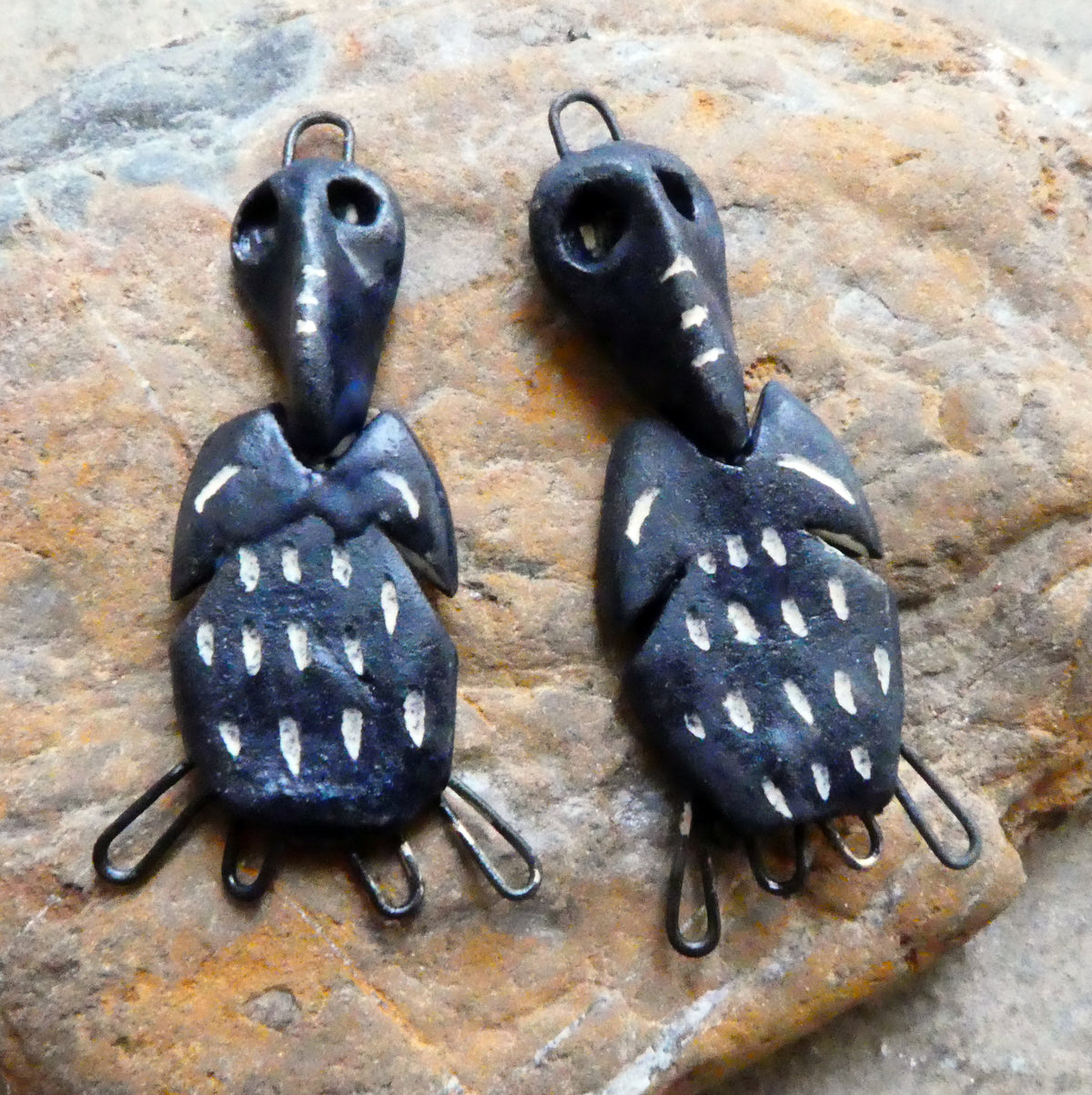 Ceramic Sgraffito Voodoo Amulet Charms #7