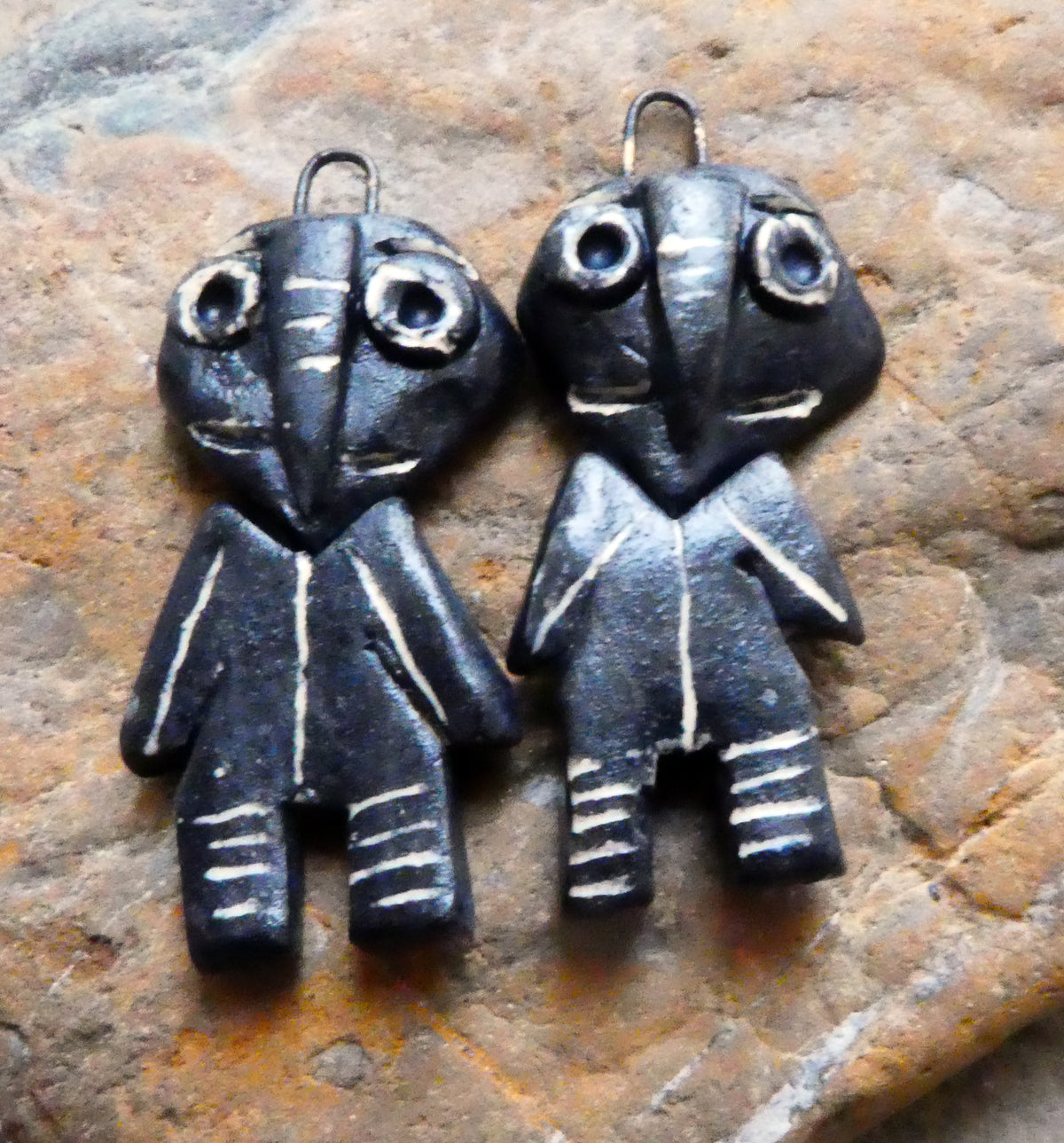 Ceramic Sgraffito Voodoo Amulet Charms #9