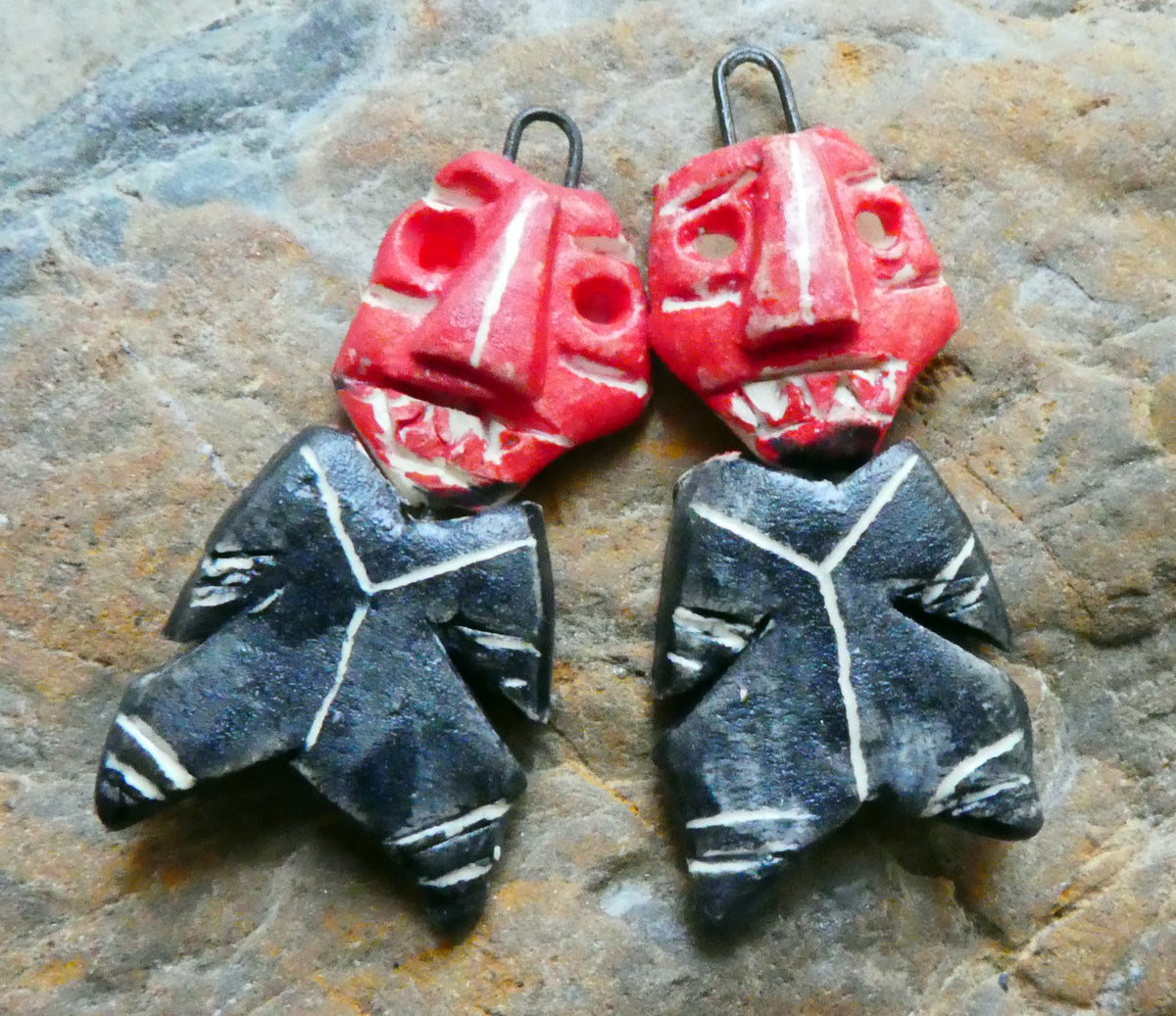 Ceramic Sgraffito Voodoo Amulet Charms #10