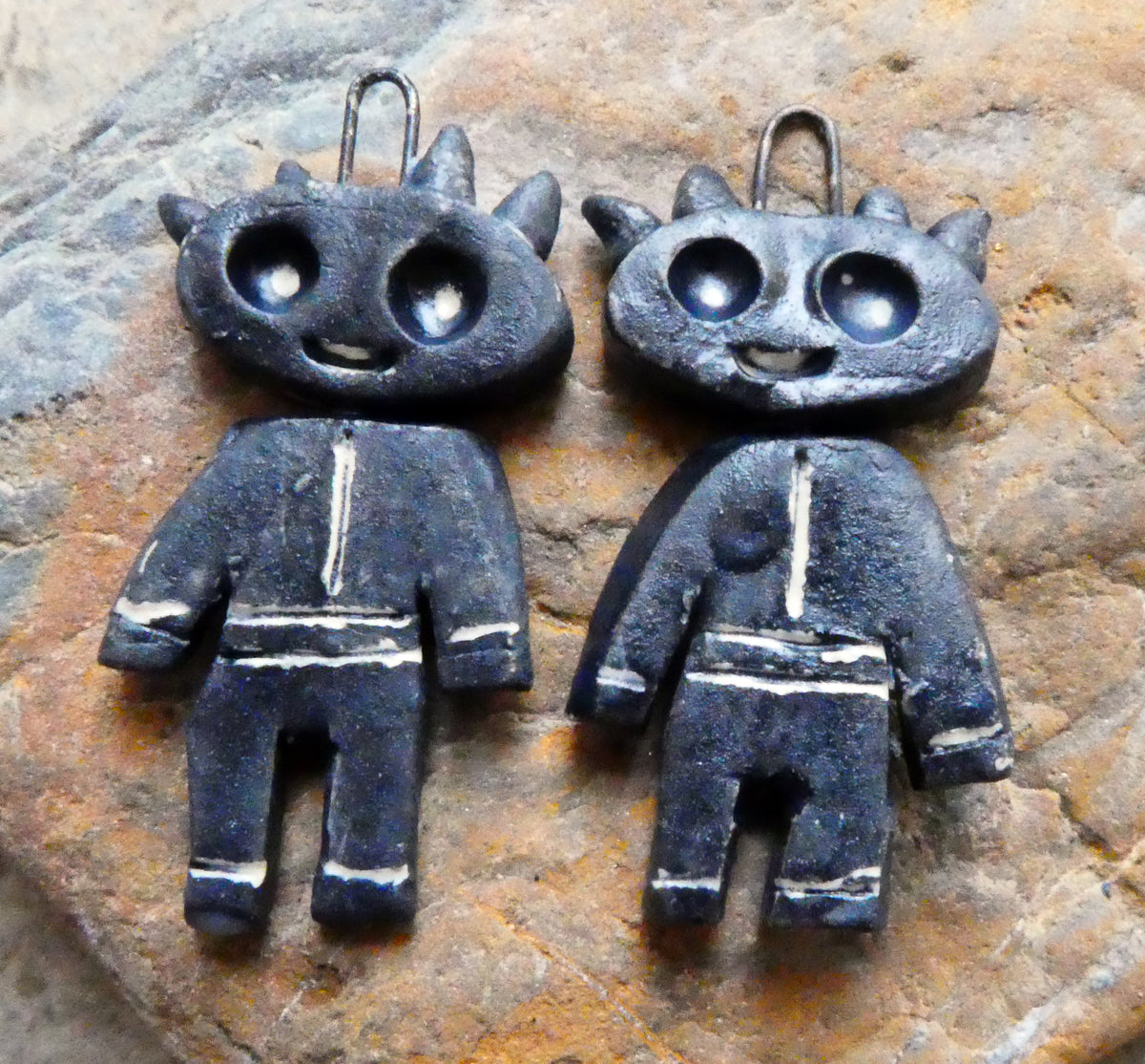 Ceramic Sgraffito Voodoo Amulet Charms #11