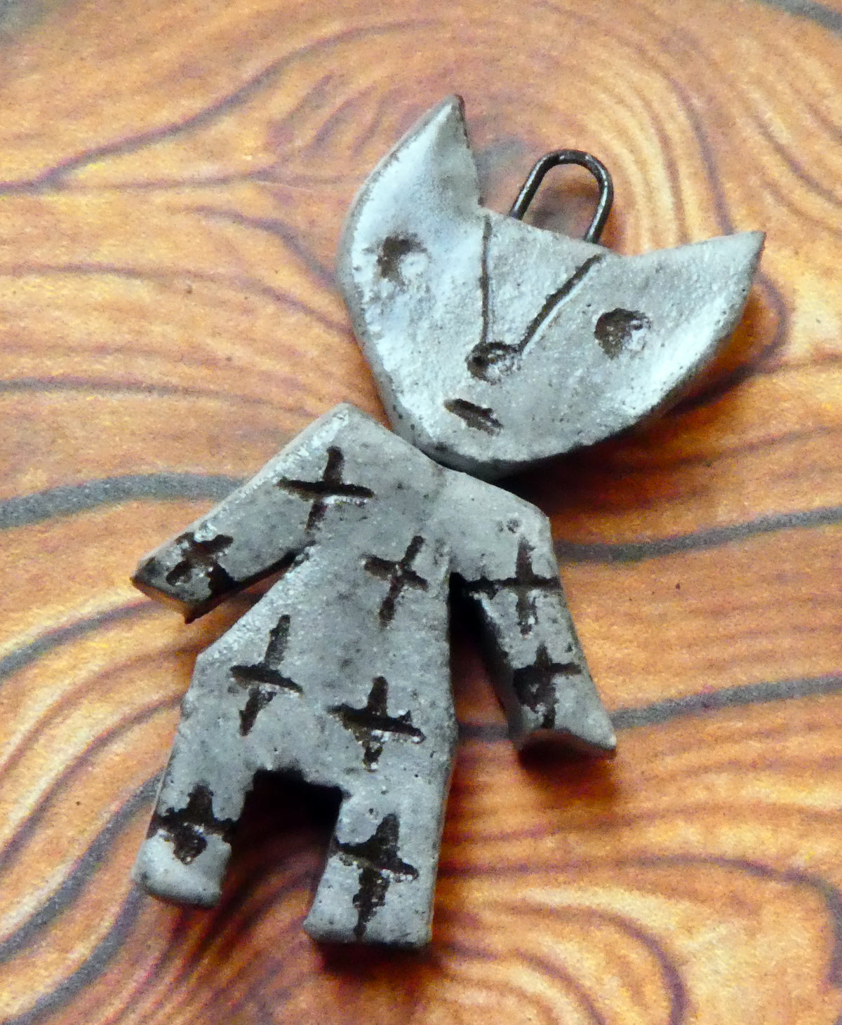 Ceramic Sgraffito Voodoo Amulet Charm #13