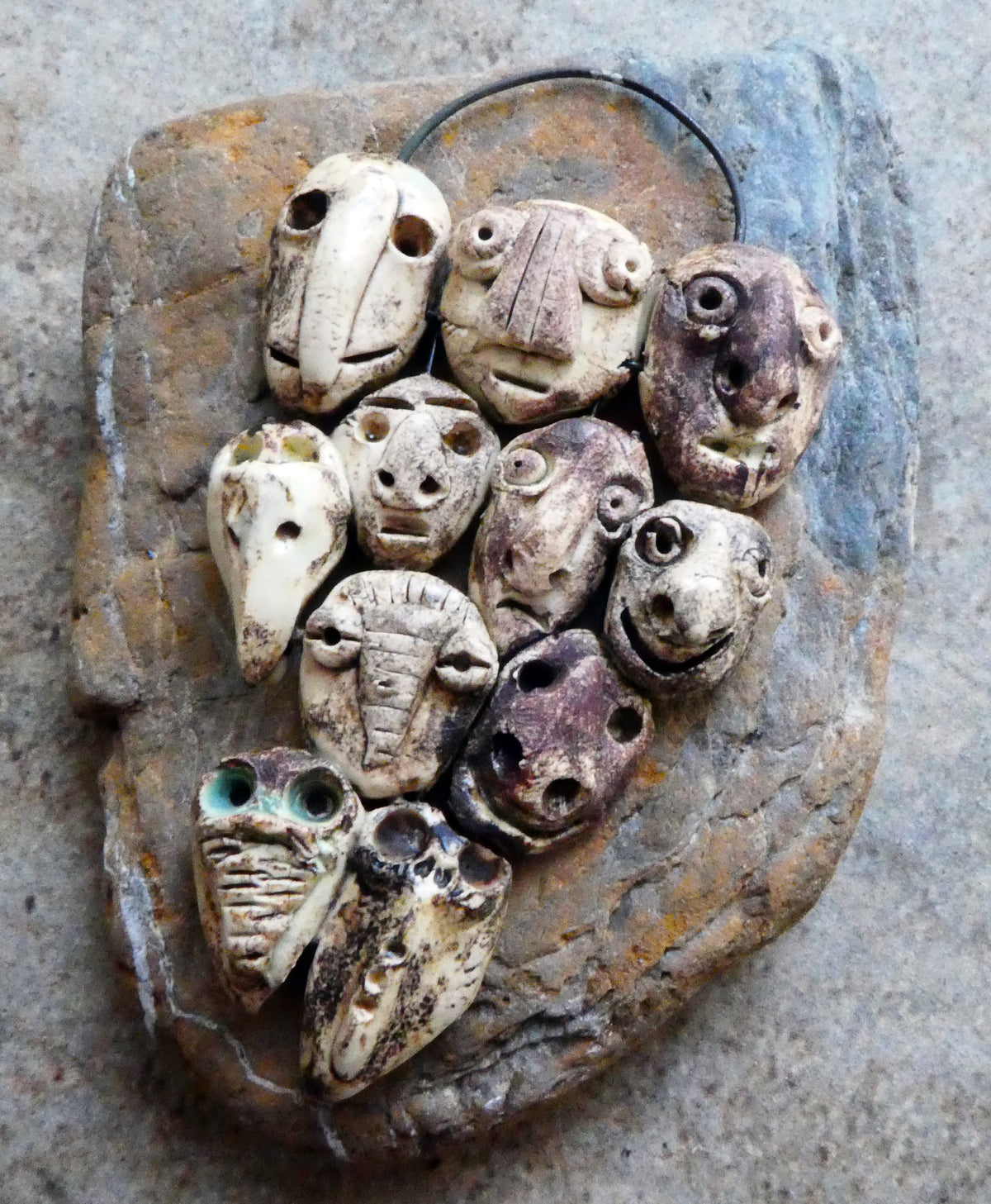 Ceramic Voodoo Faces Pendant