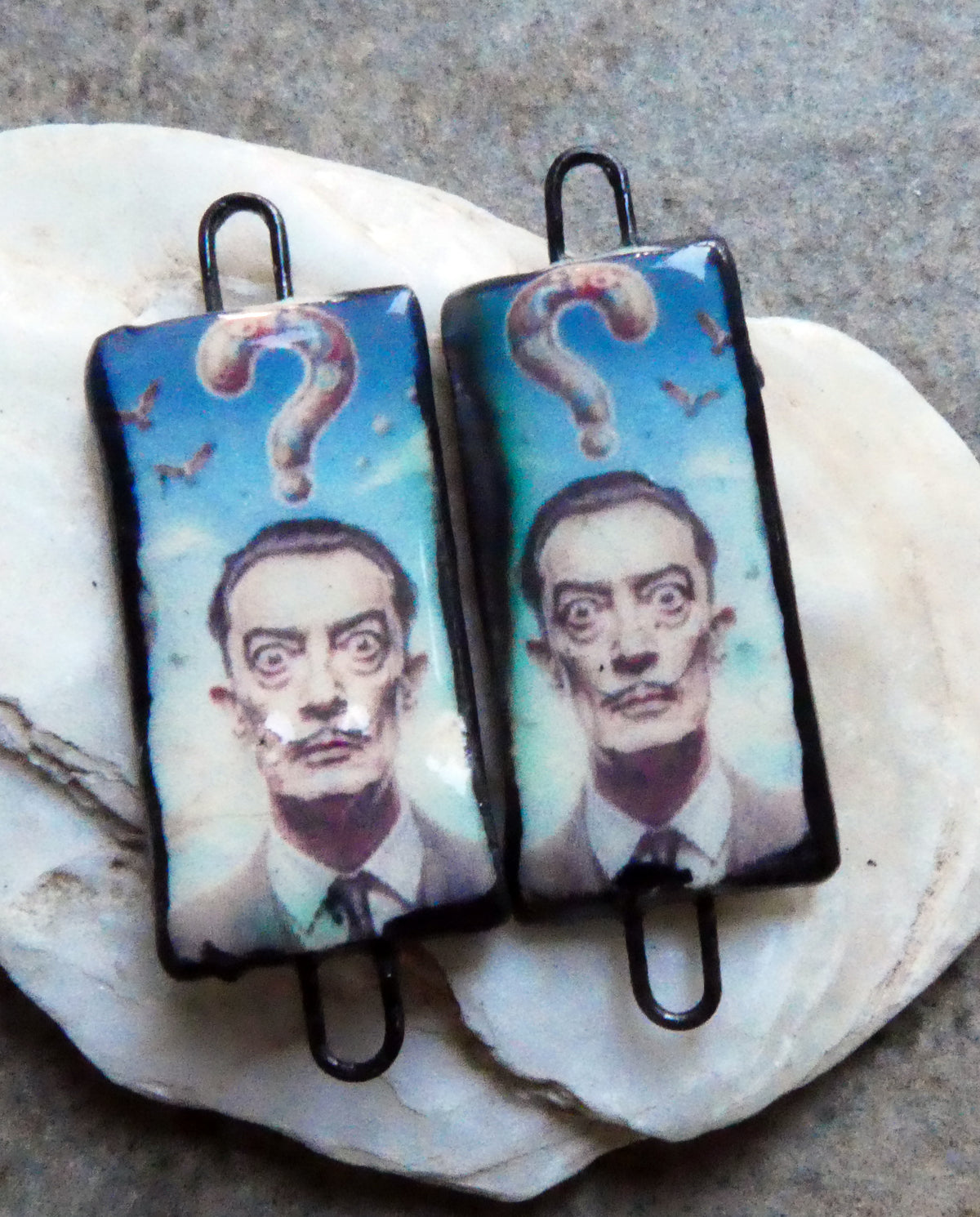 Ceramic Dali Inspired Earring Connectors - #19