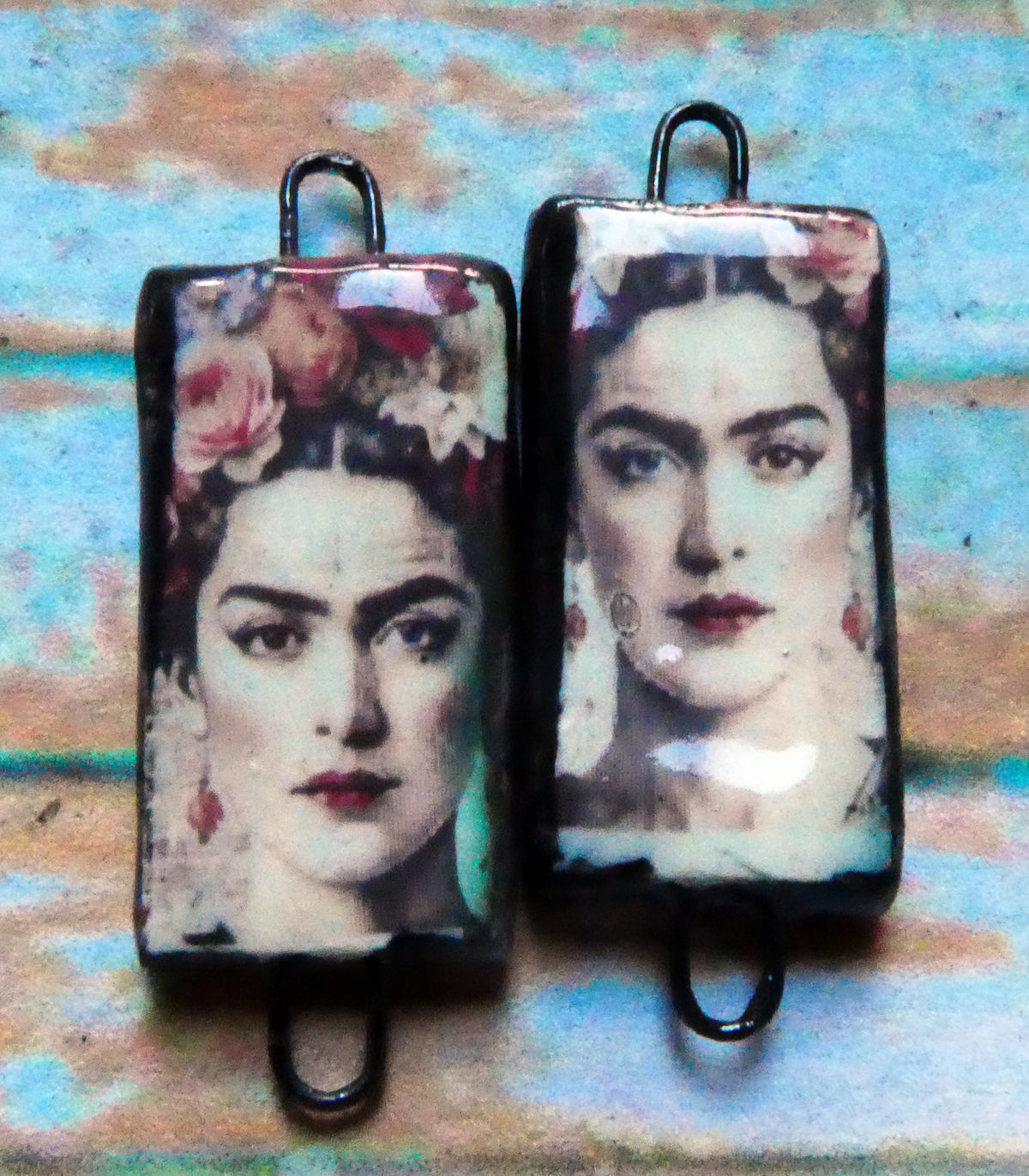 Ceramic Frida Inspired Earring Connectors - #28