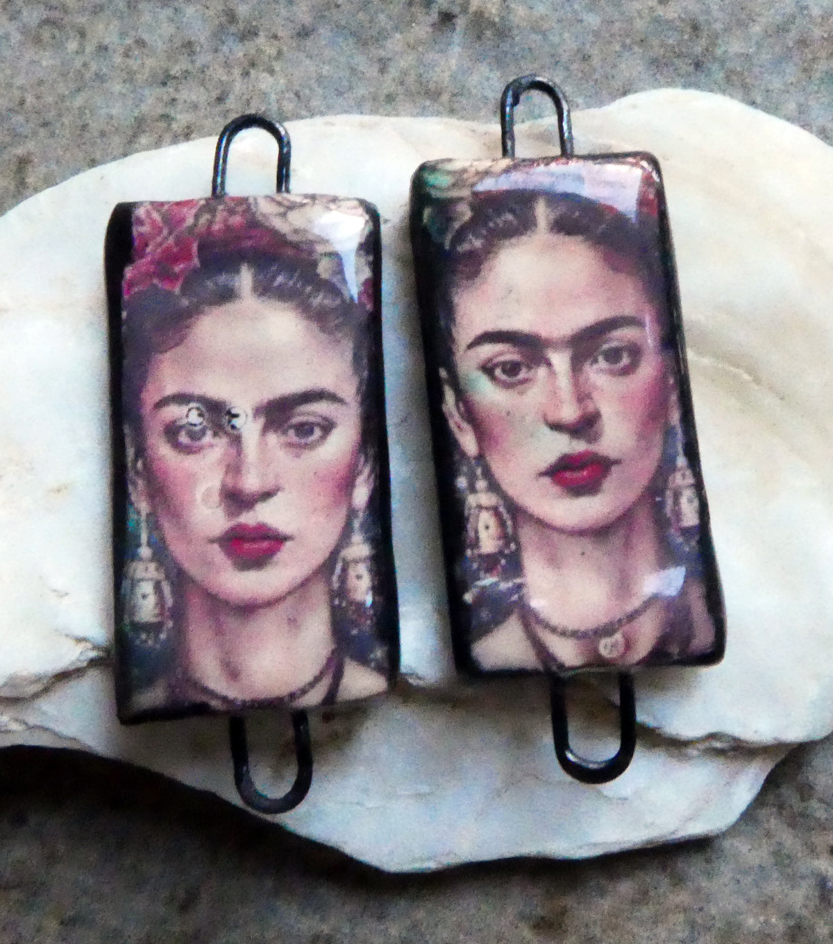 Ceramic Frida Inspired Earring Connectors - #29