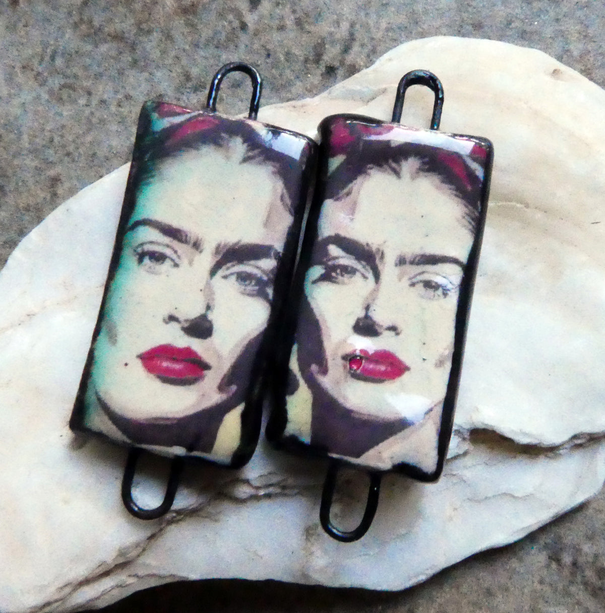Ceramic Frida Inspired Earring Connectors - #30