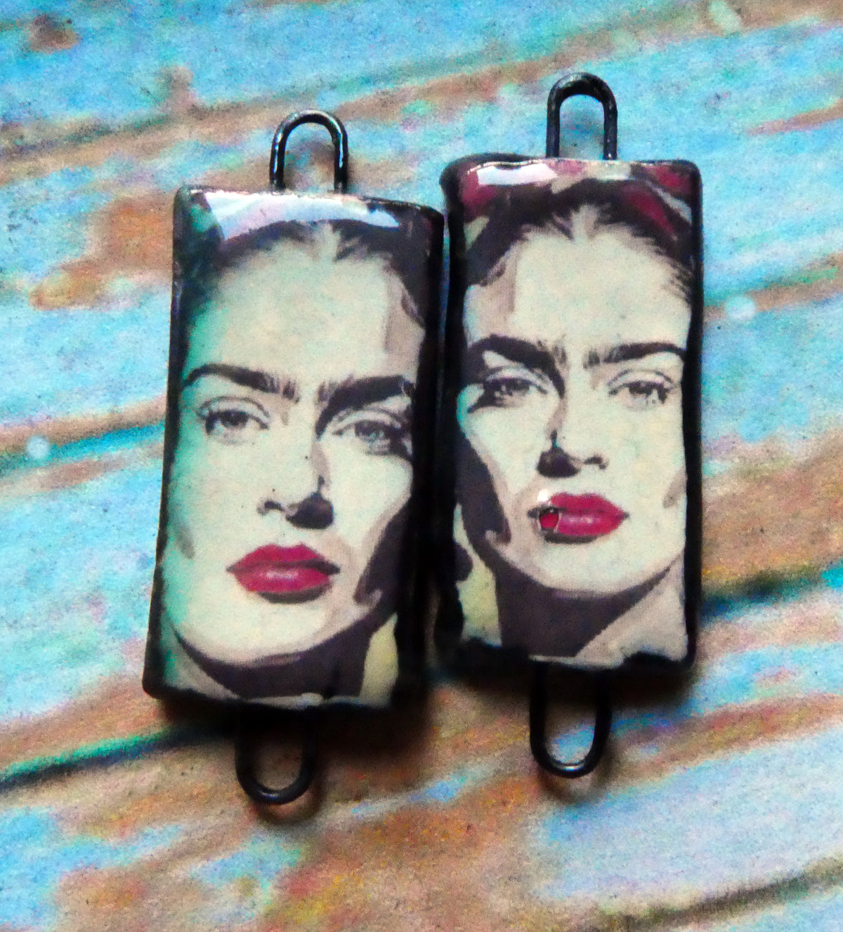 Ceramic Frida Inspired Earring Connectors - #30