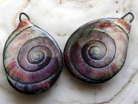 Ceramic Decal Glossy Snail Slice Earring Charms #6