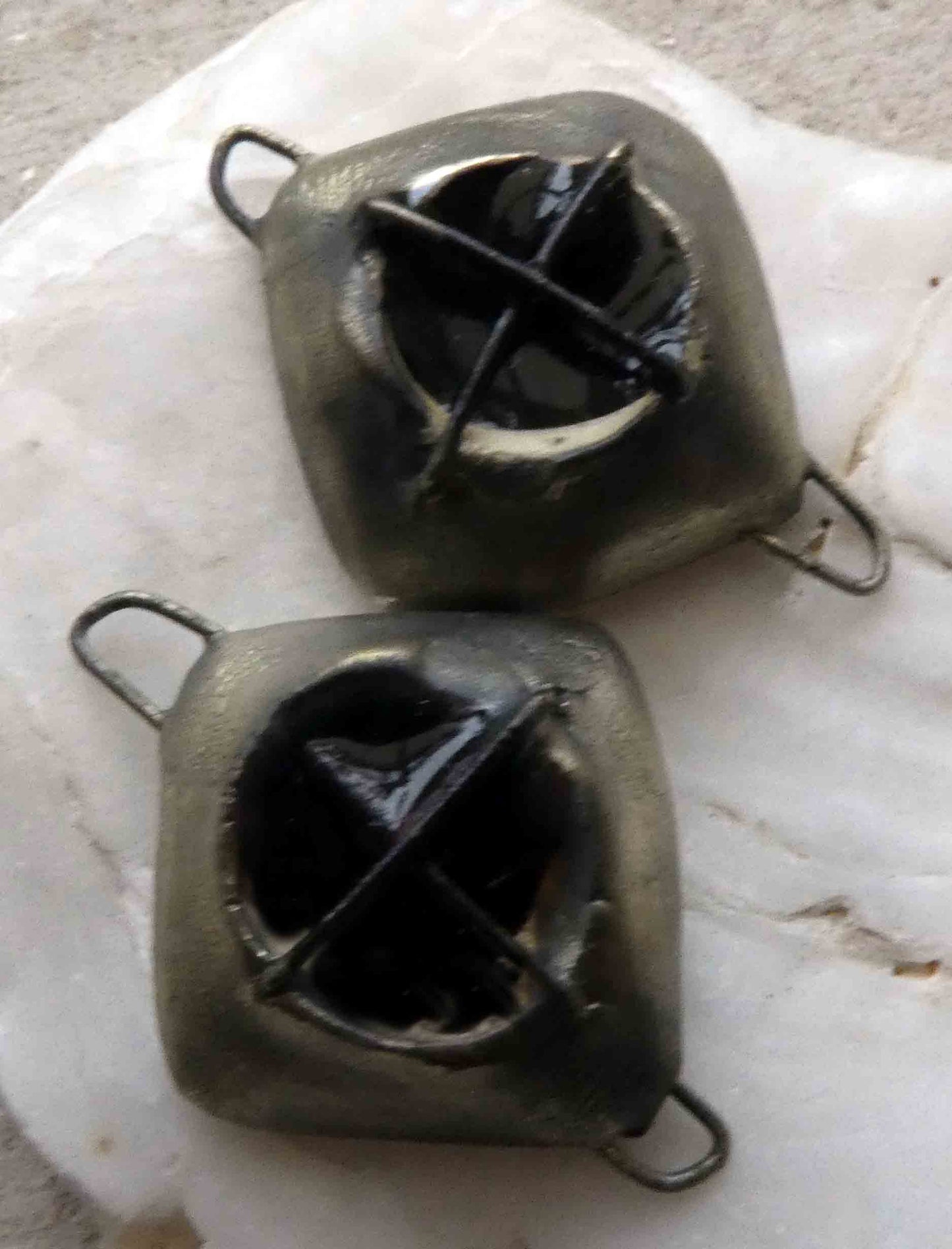 Ceramic Diamond Wire Earring Connectors - Black Opal