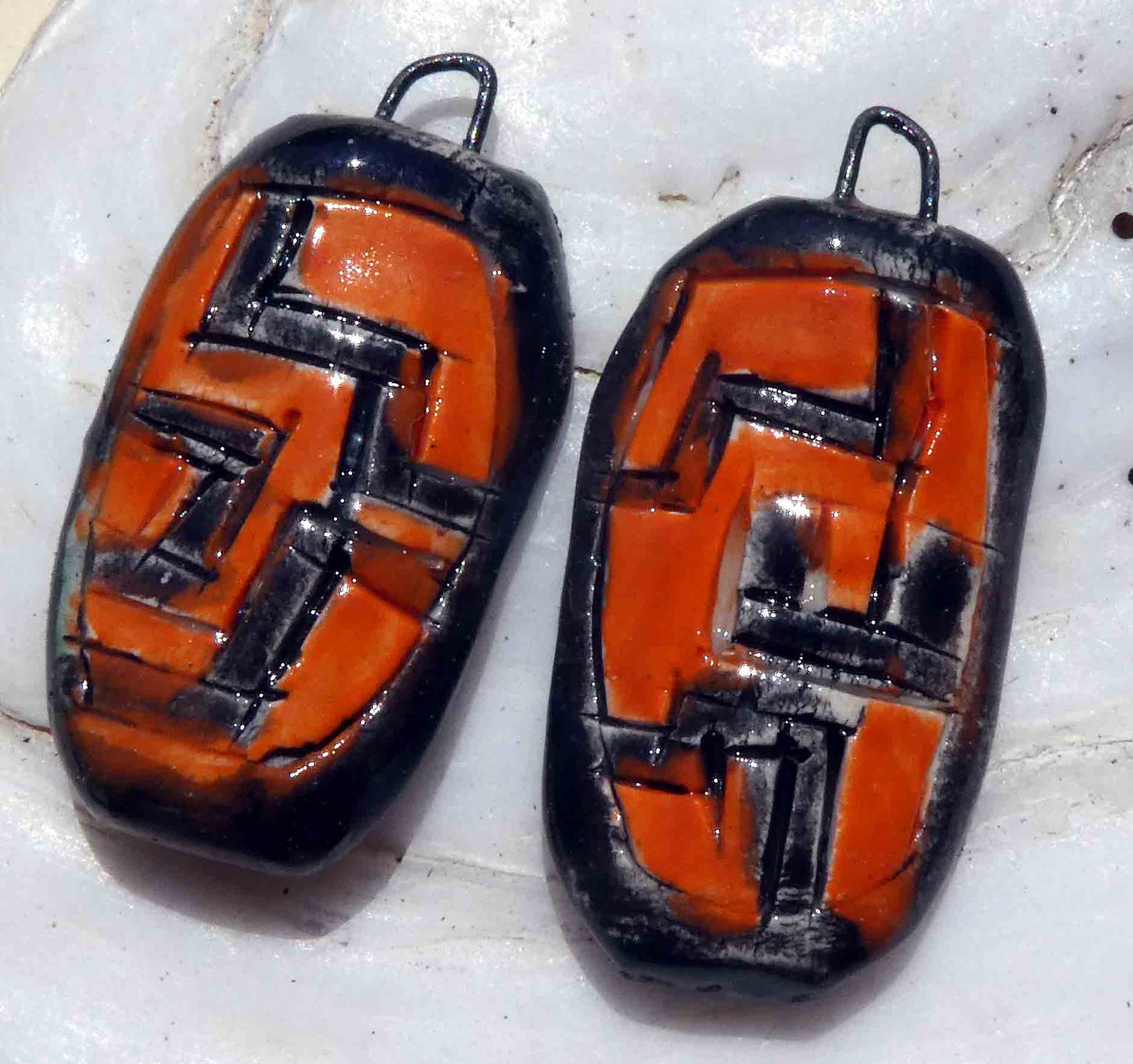 Ceramic Tribal Shields Earring Charms #2