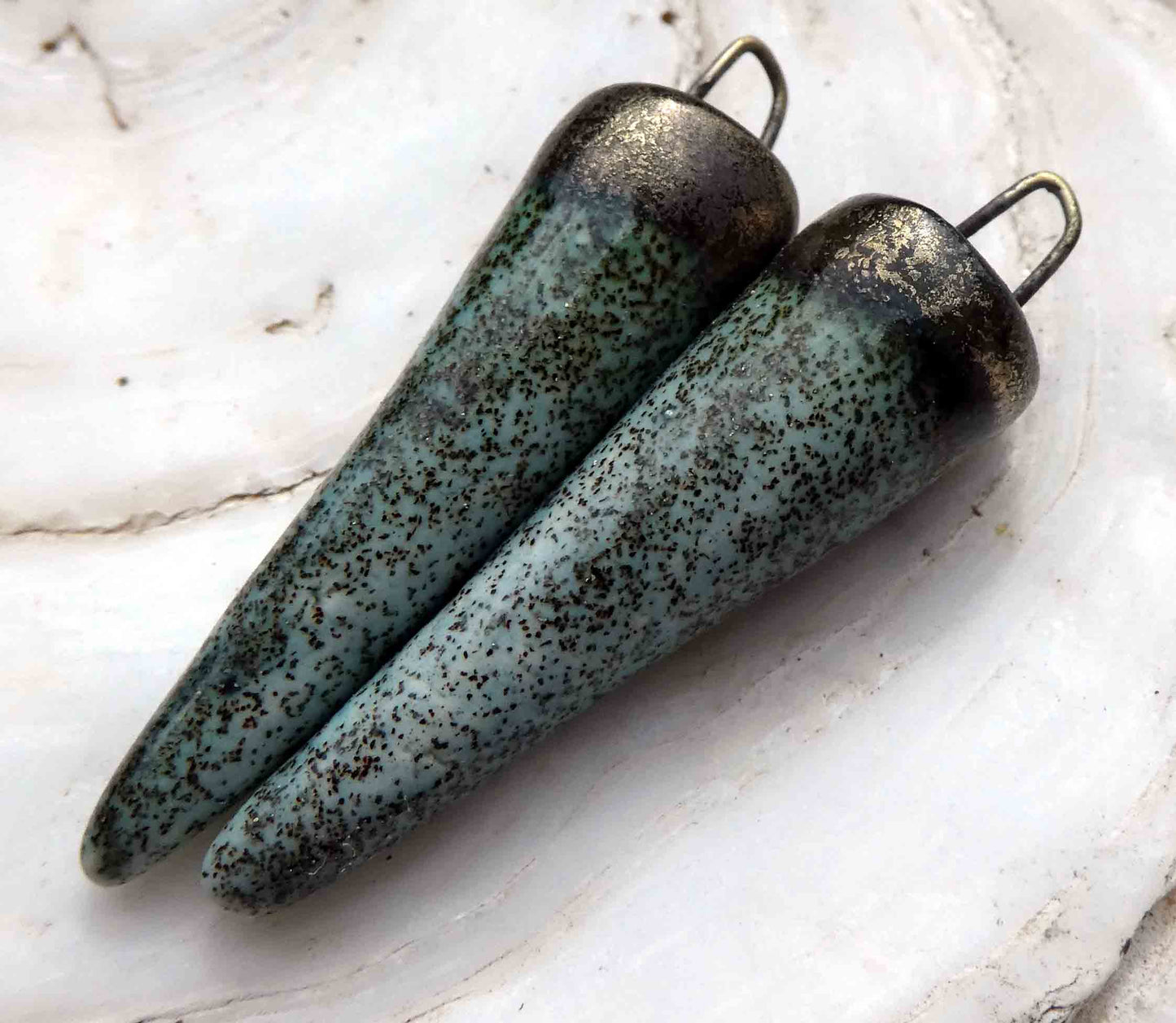 Ceramic Spikes Earring Charms -Seaspray Sparkle