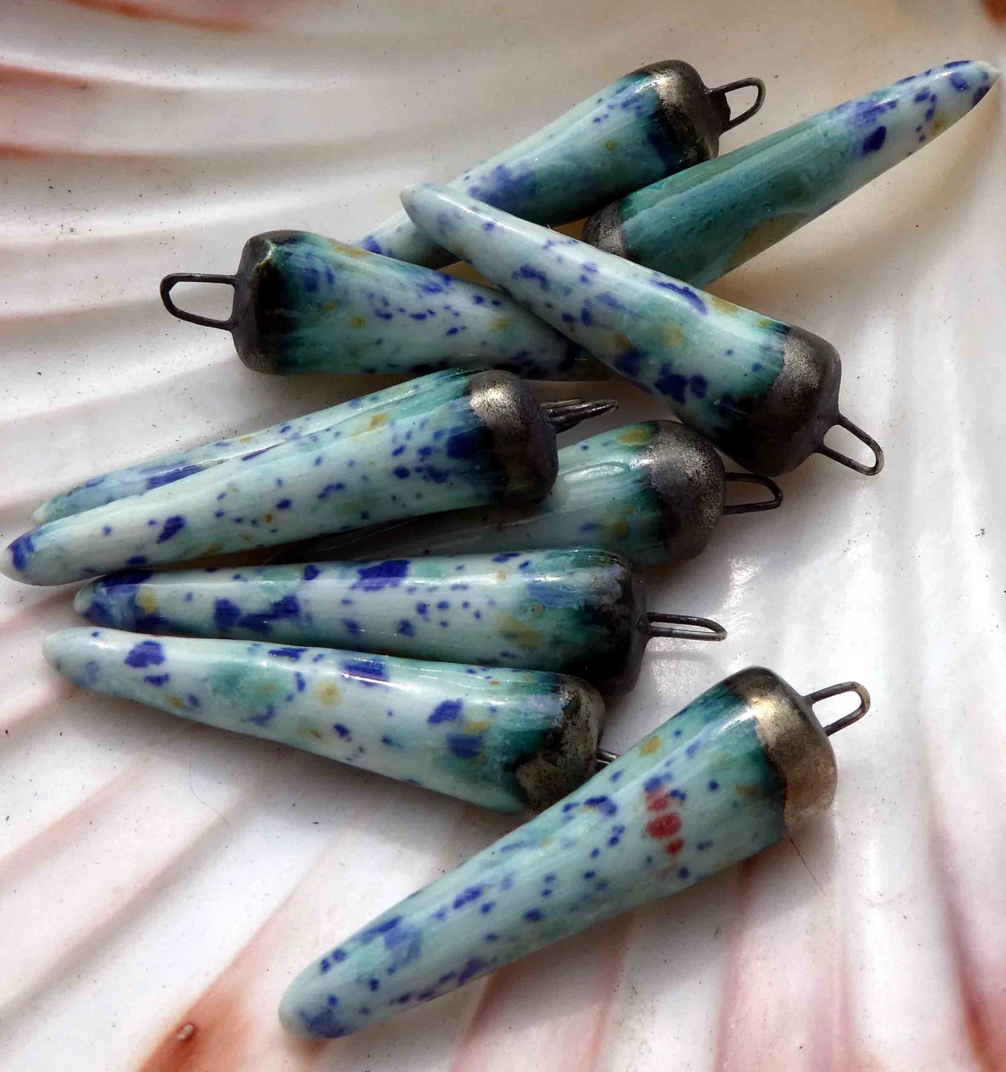 Ceramic Spikes Earring Charms -Seawind