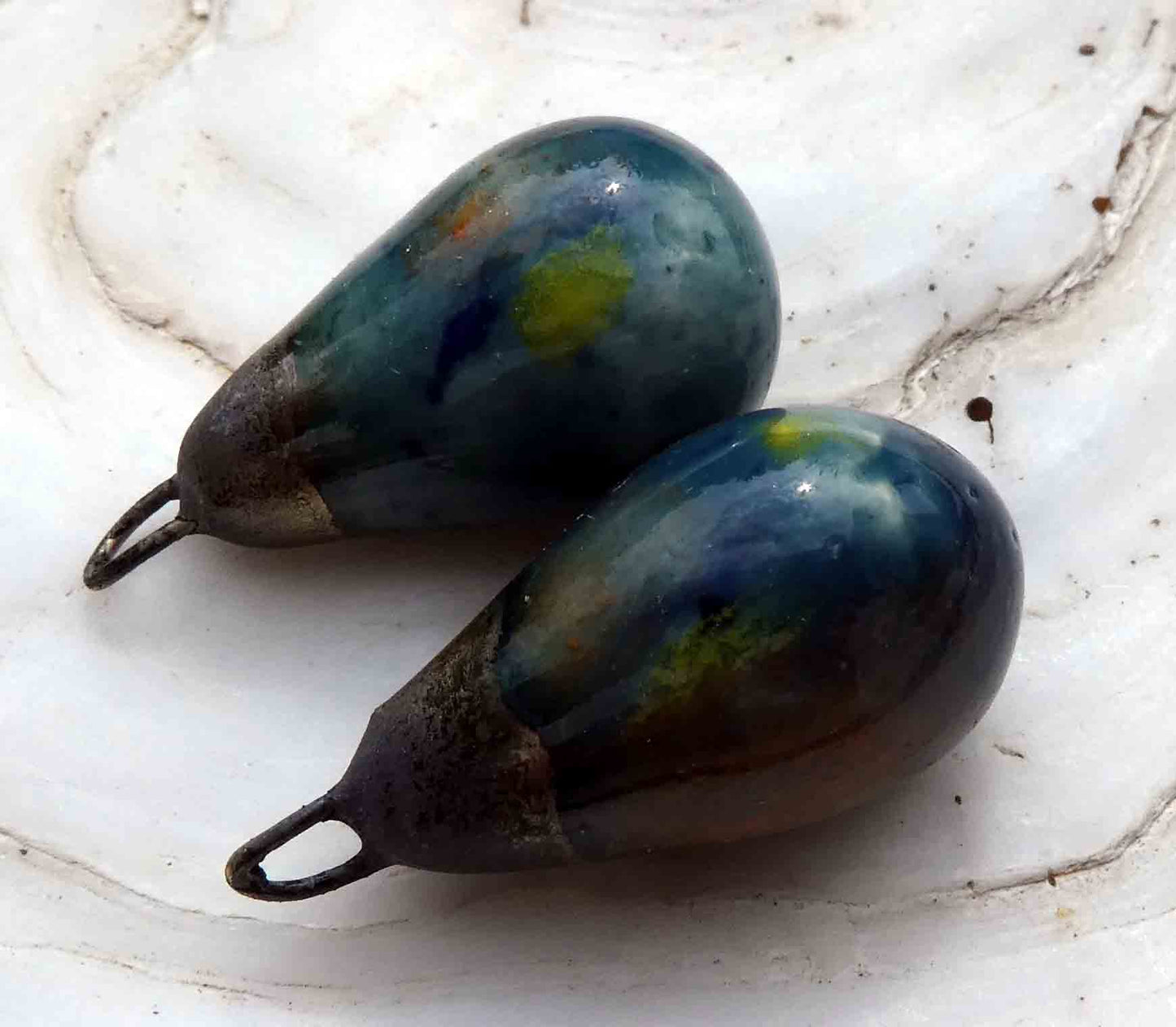 Ceramic Drops Earring Charms -Koi Pond